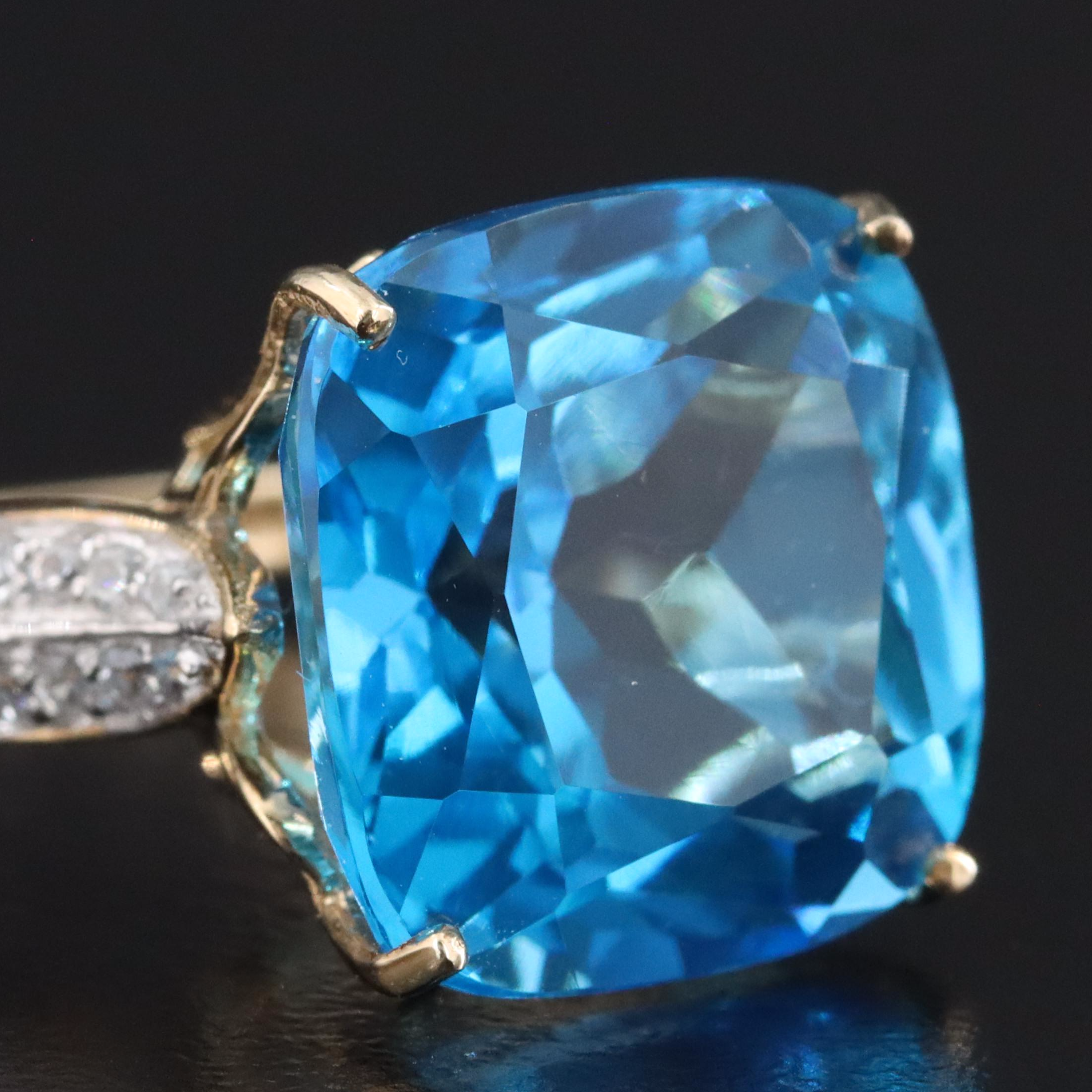 10K Topaz and White Zircon Ring