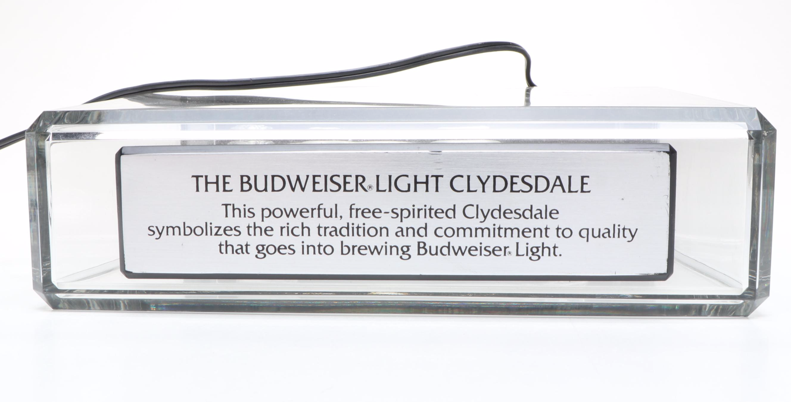Budweiser Light Clydesdale Table Lamp