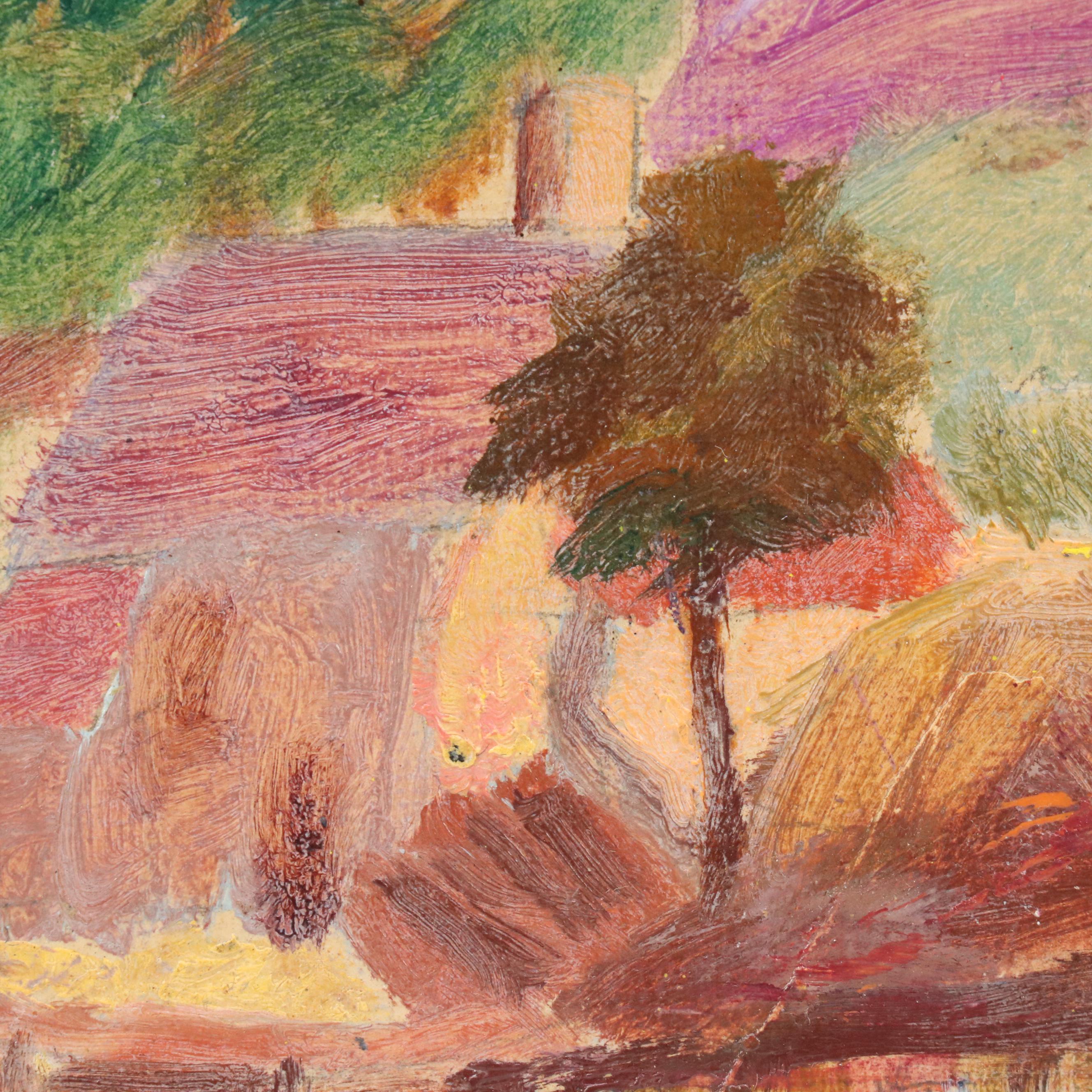 Attr. to Jeanne Reimbolt Countryside Landscape Oil Painting, Early 20th Century