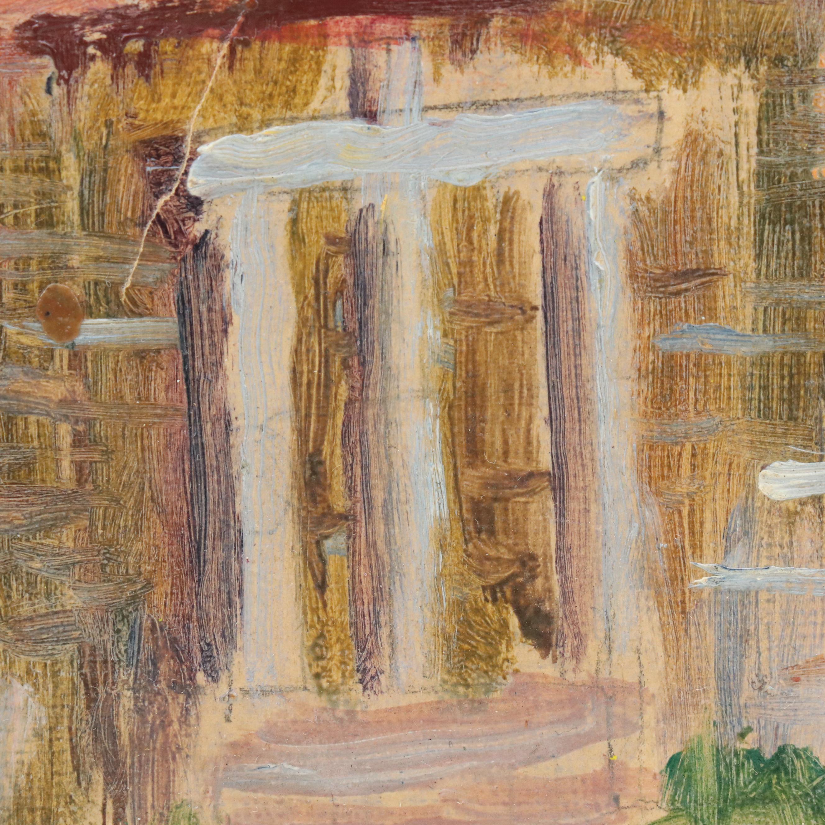 Attr. to Jeanne Reimbolt Countryside Landscape Oil Painting, Early 20th Century