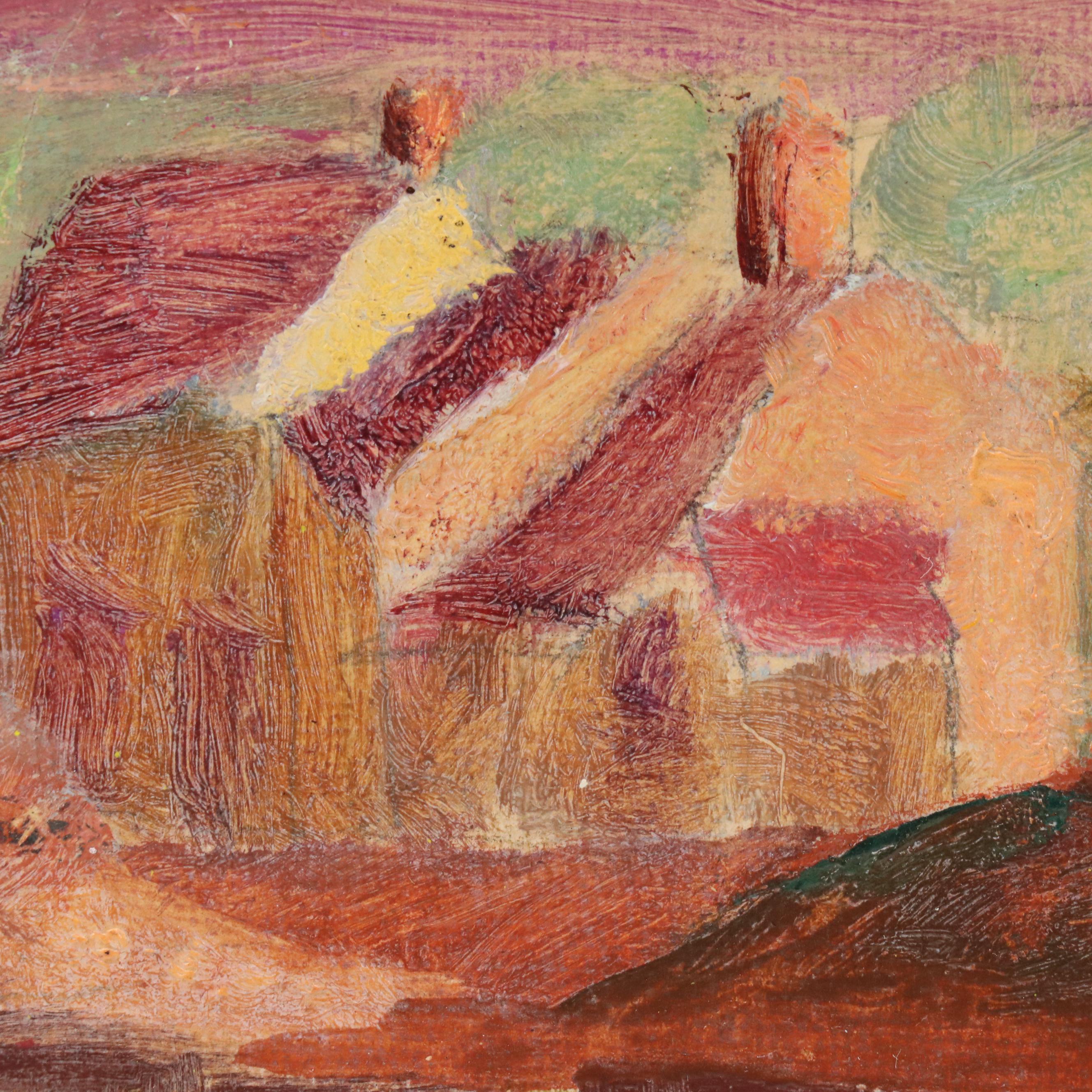 Attr. to Jeanne Reimbolt Countryside Landscape Oil Painting, Early 20th Century