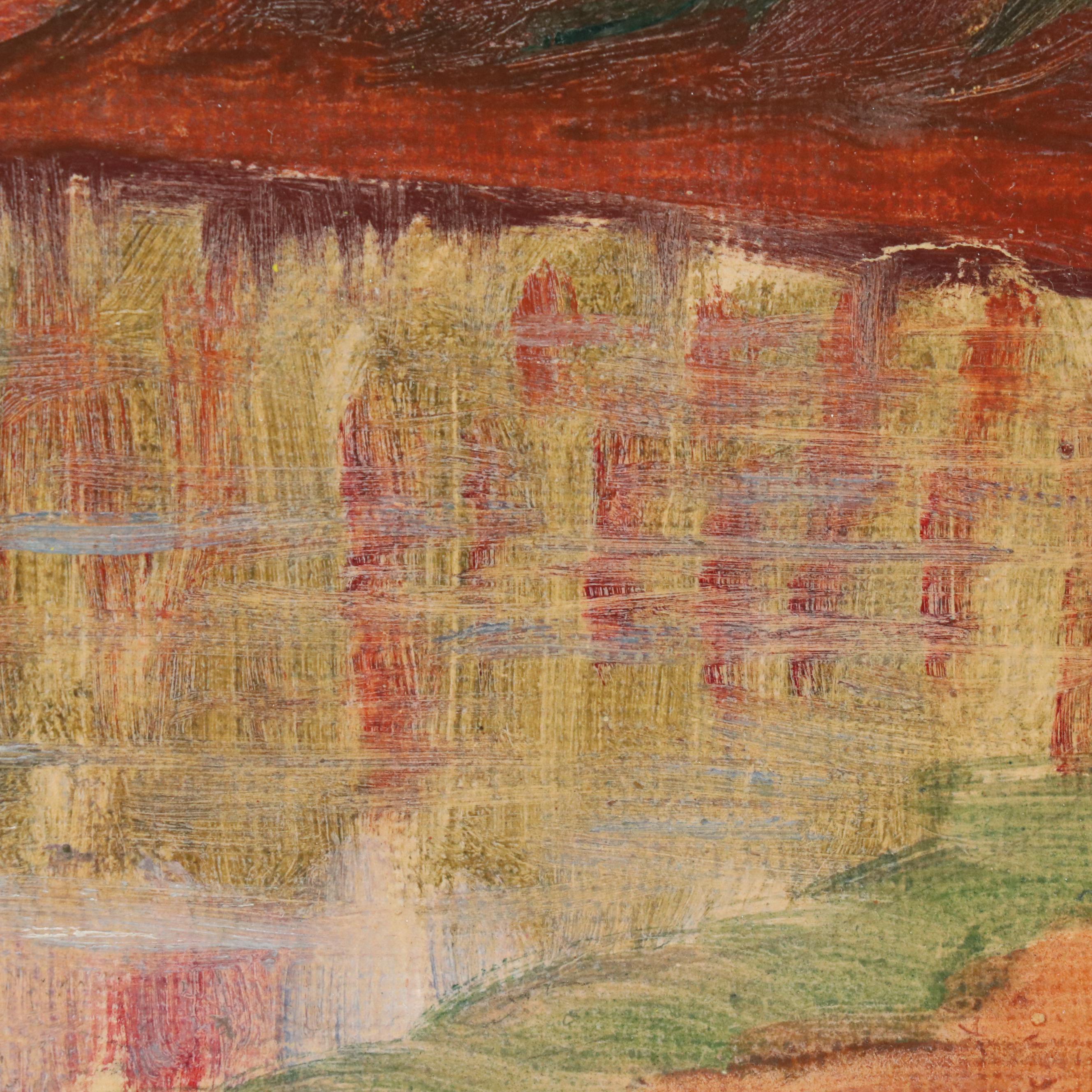 Attr. to Jeanne Reimbolt Countryside Landscape Oil Painting, Early 20th Century