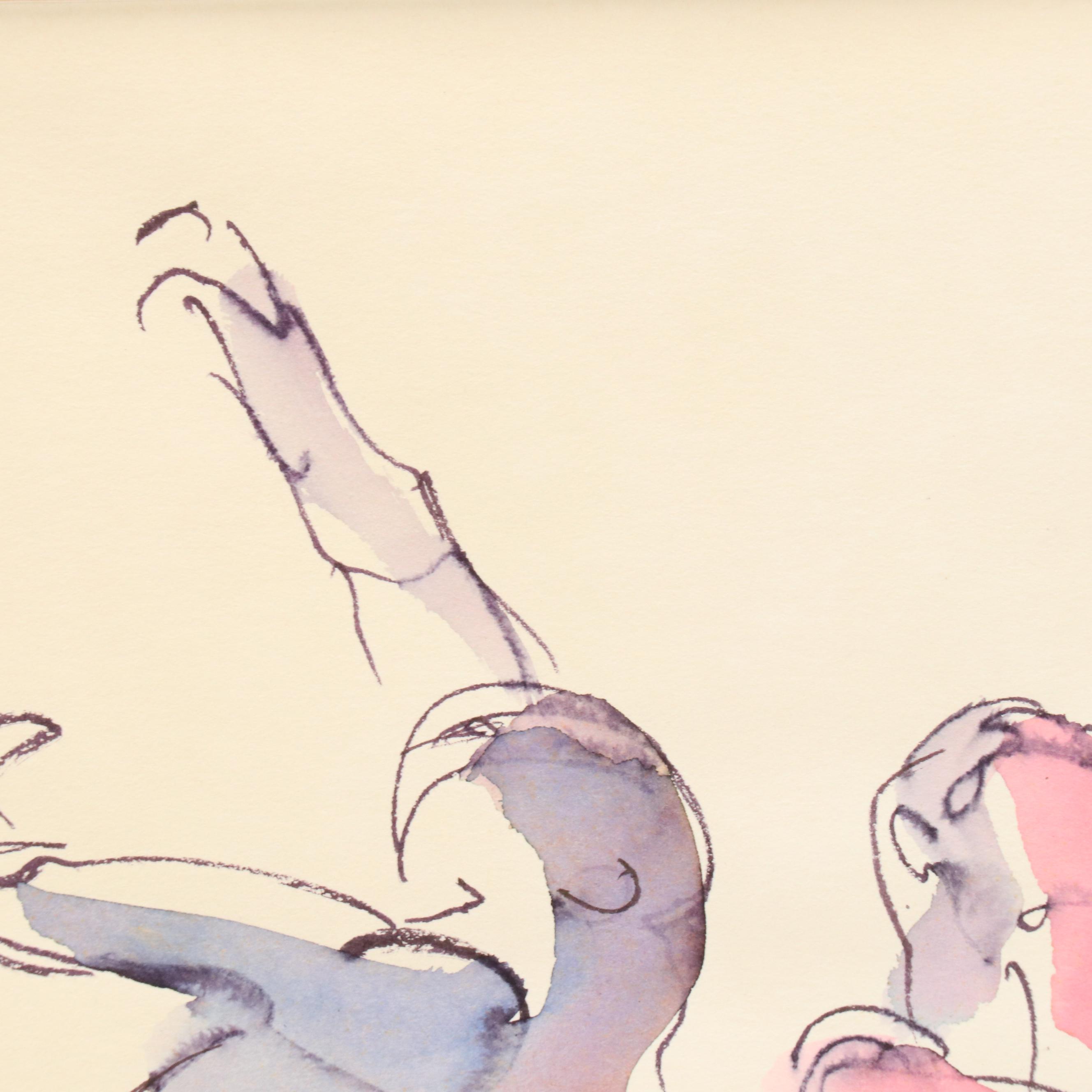 Judith Brown Figural Watercolor Painting of Dancers, Late 20th Century