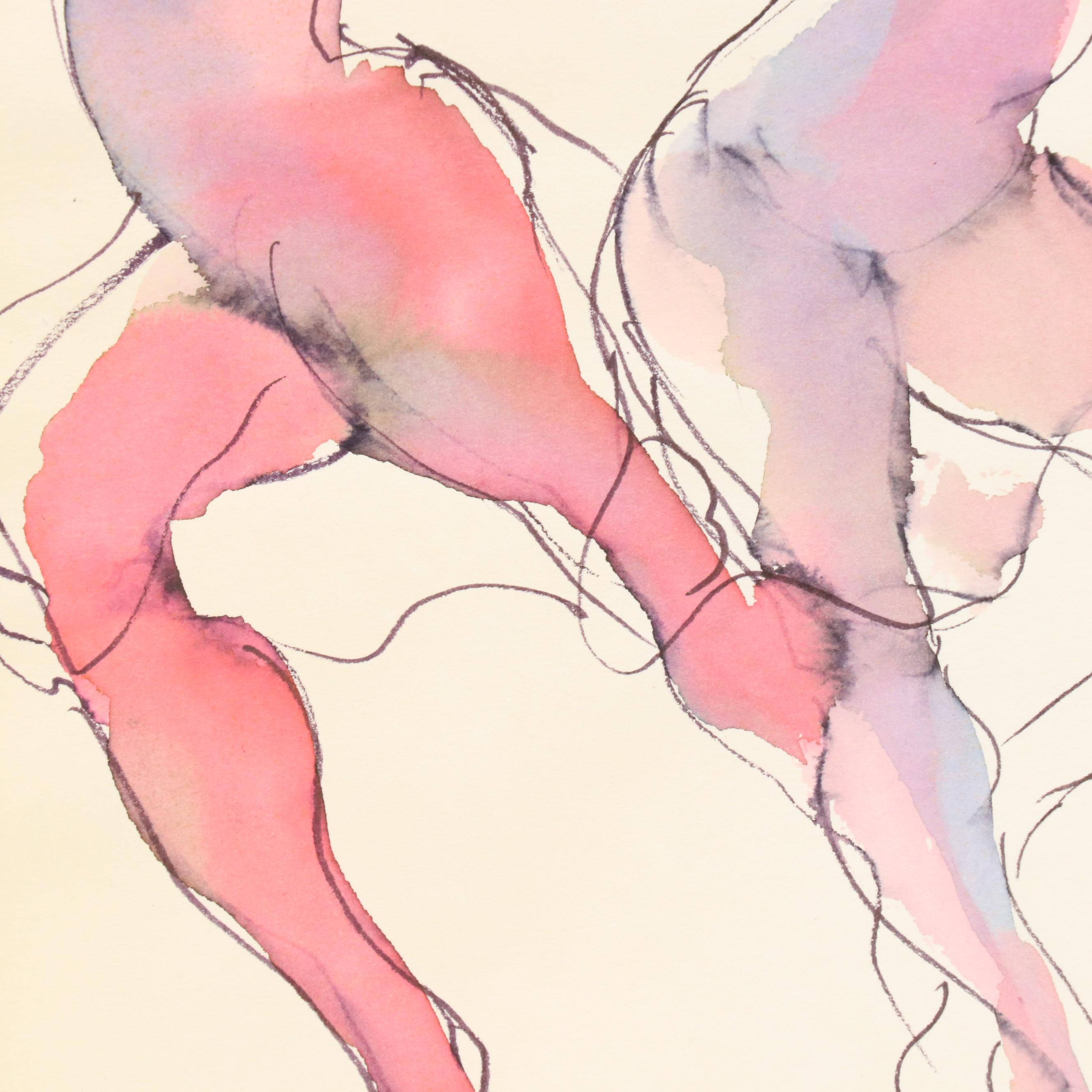 Judith Brown Figural Watercolor Painting of Dancers, Late 20th Century