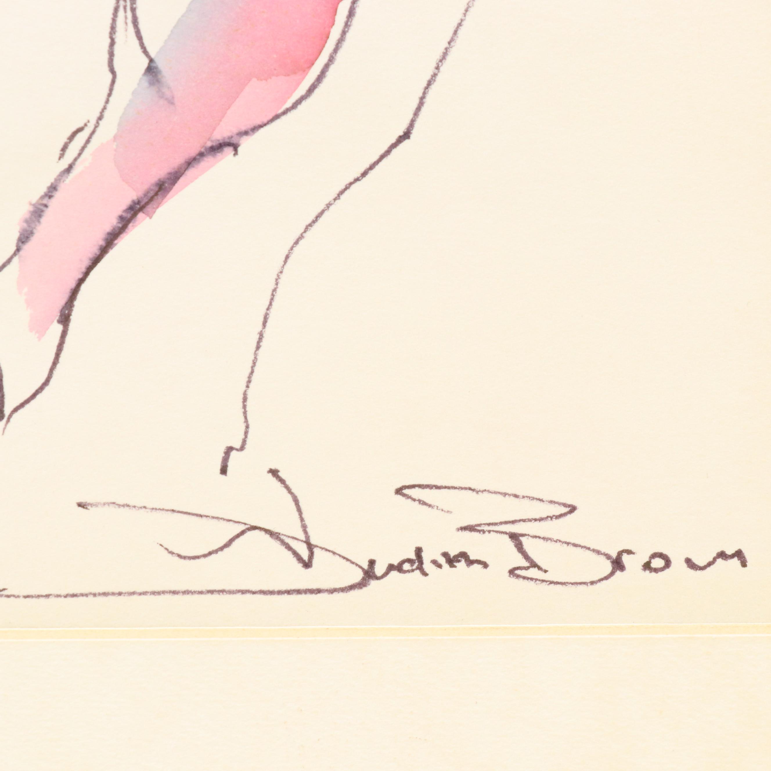 Judith Brown Figural Watercolor Painting of Dancers, Late 20th Century