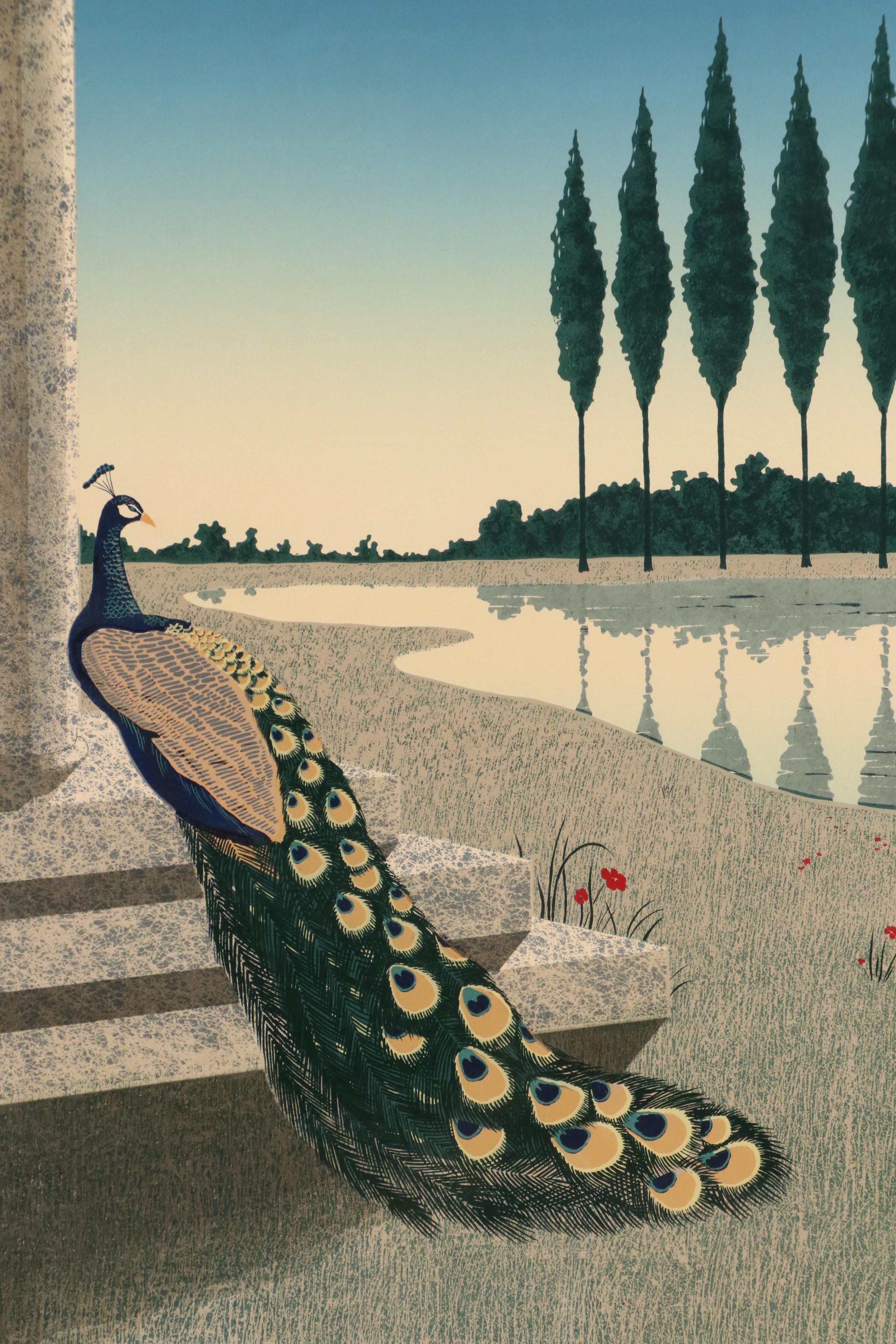 Serge Samama Serigraph of Peacock "Le Rêve," 1983