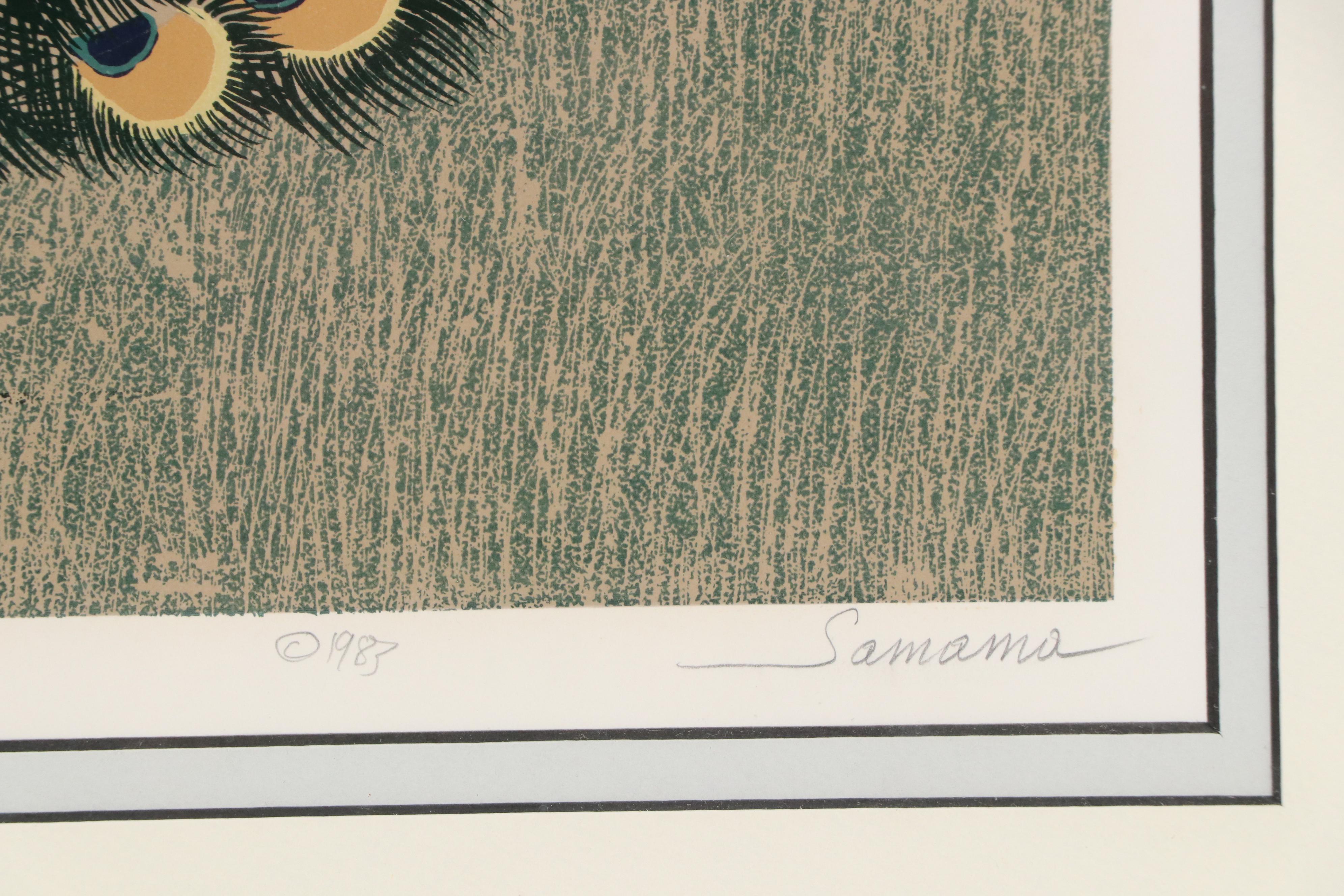 Serge Samama Serigraph of Peacock "Le Rêve," 1983