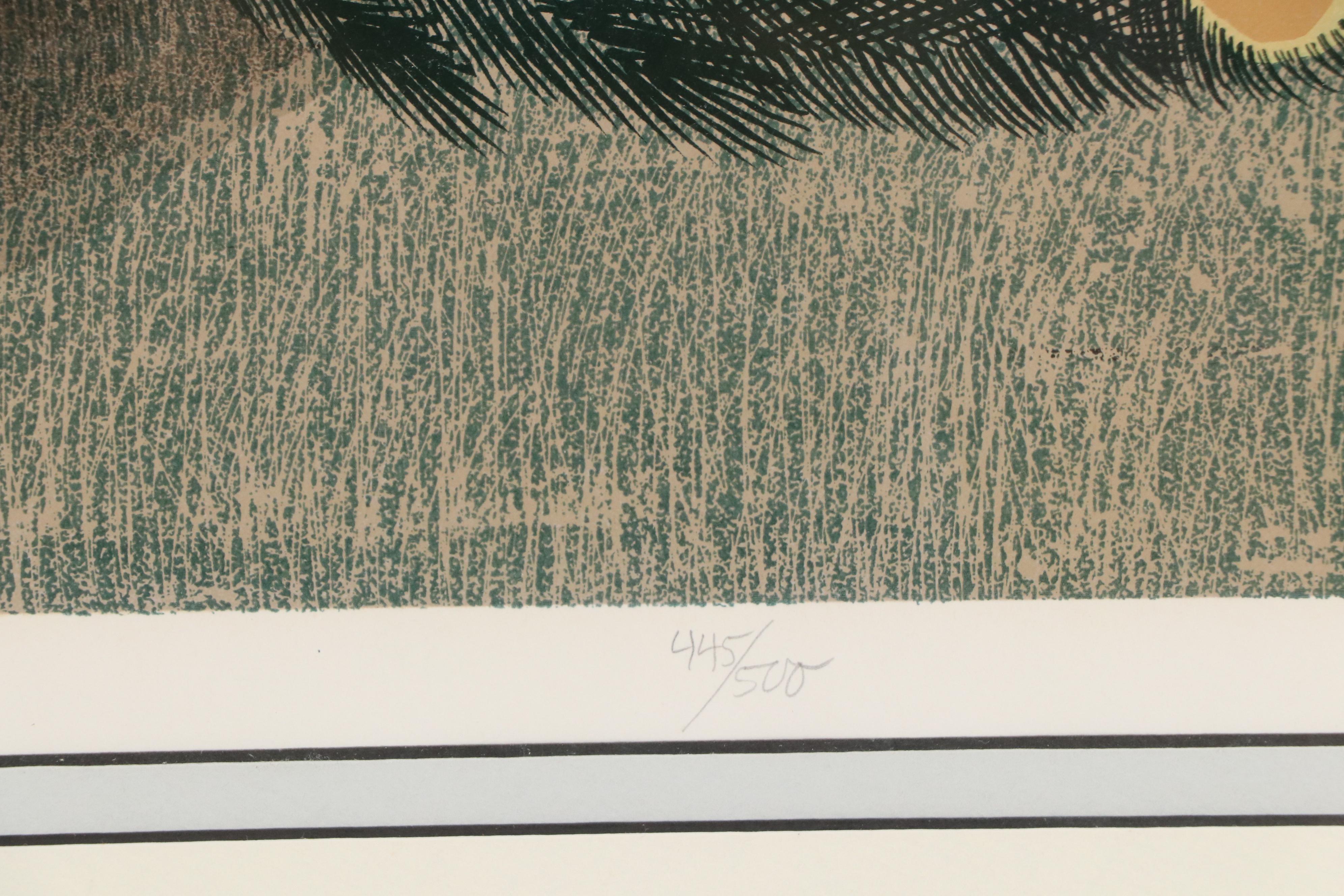 Serge Samama Serigraph of Peacock "Le Rêve," 1983