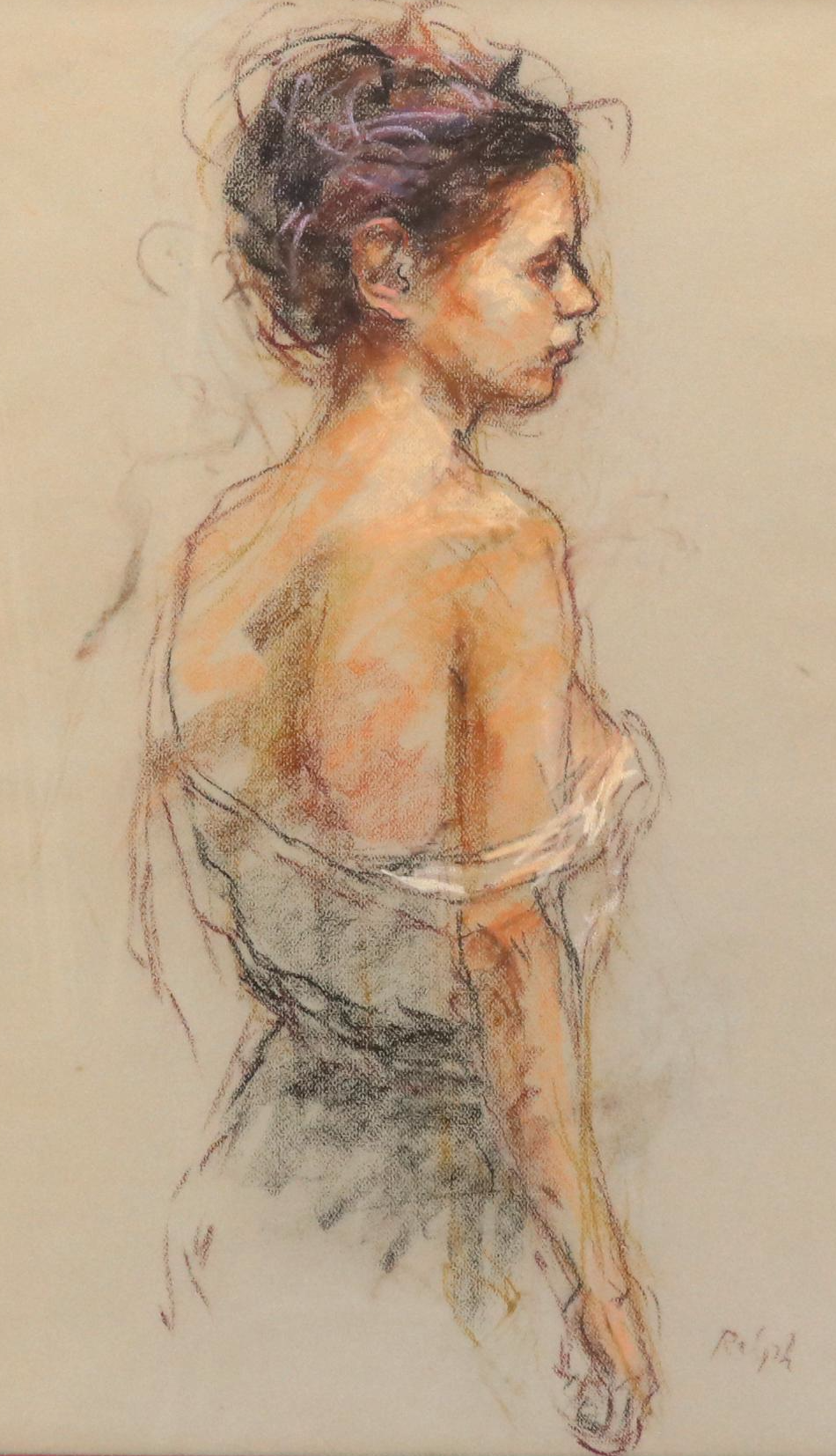Figural Pastel Drawing, Late 20th Century