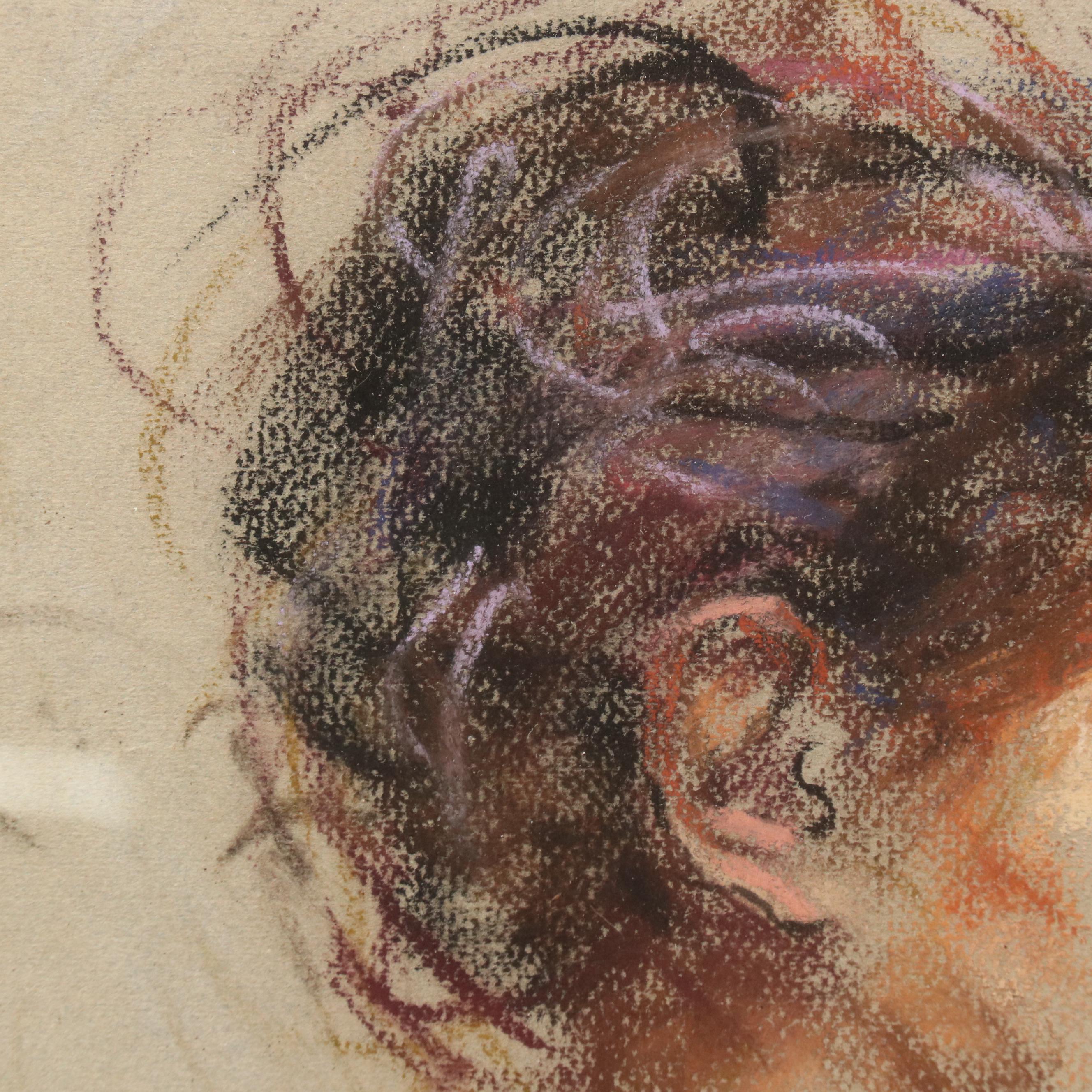 Figural Pastel Drawing, Late 20th Century