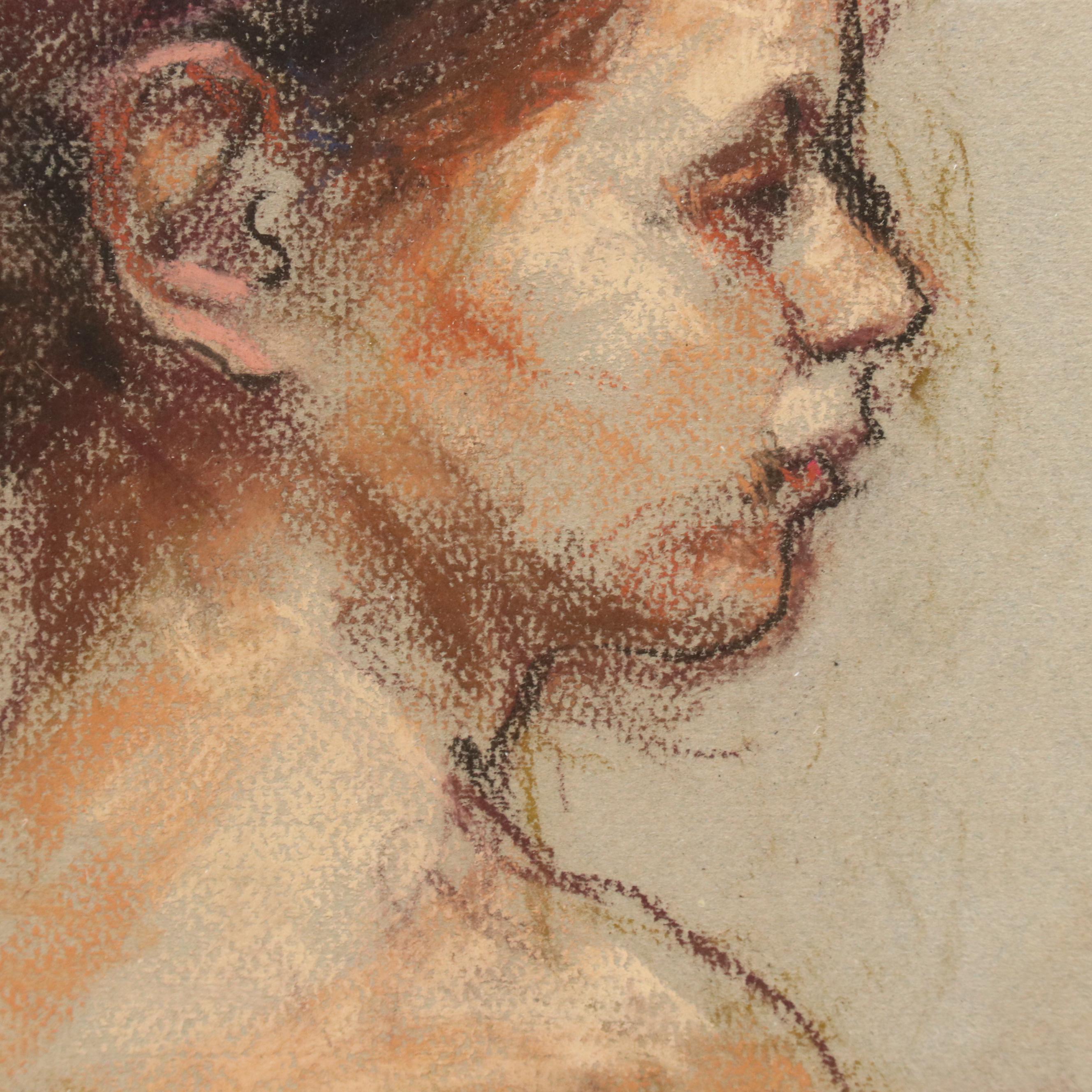 Figural Pastel Drawing, Late 20th Century
