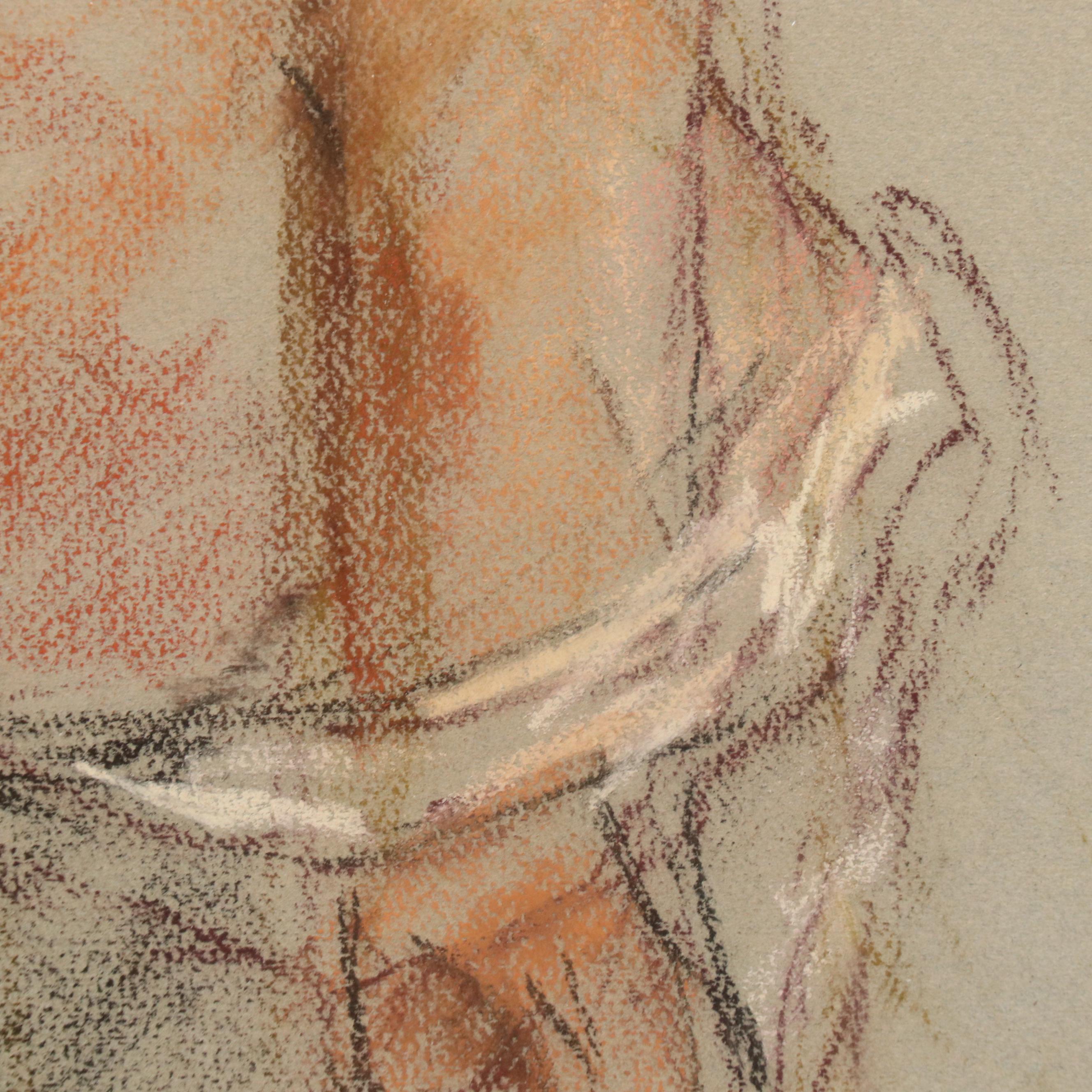 Figural Pastel Drawing, Late 20th Century