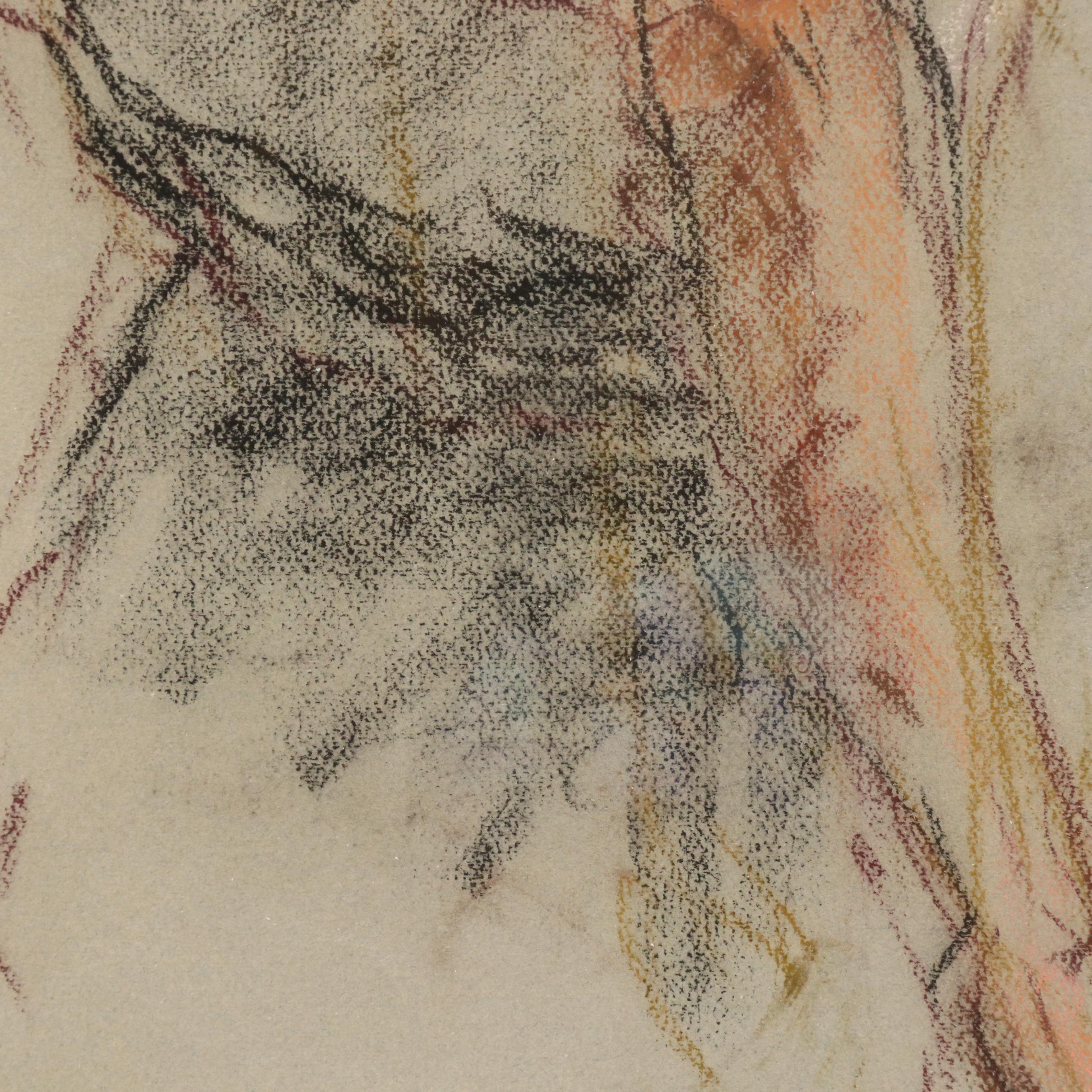 Figural Pastel Drawing, Late 20th Century