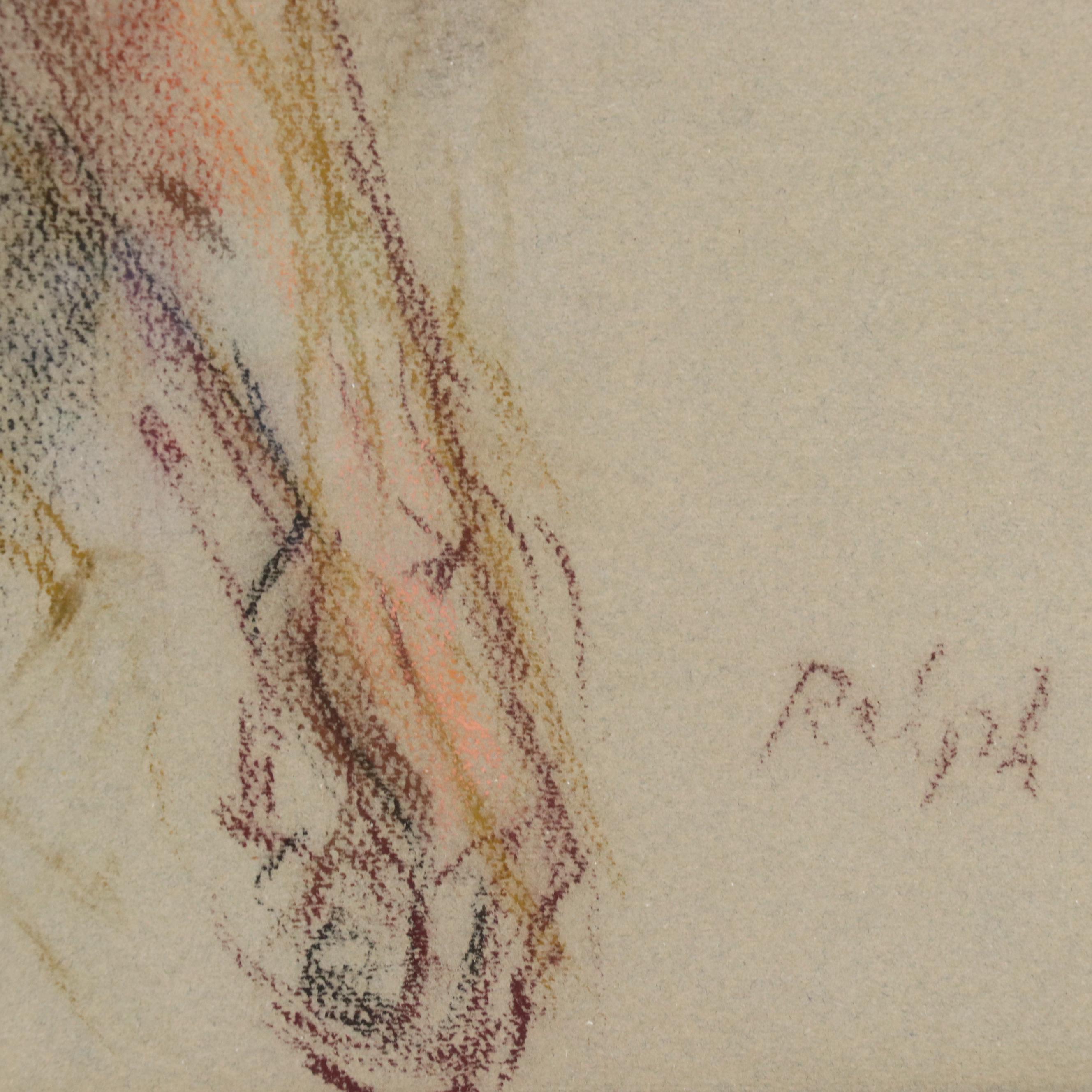 Figural Pastel Drawing, Late 20th Century