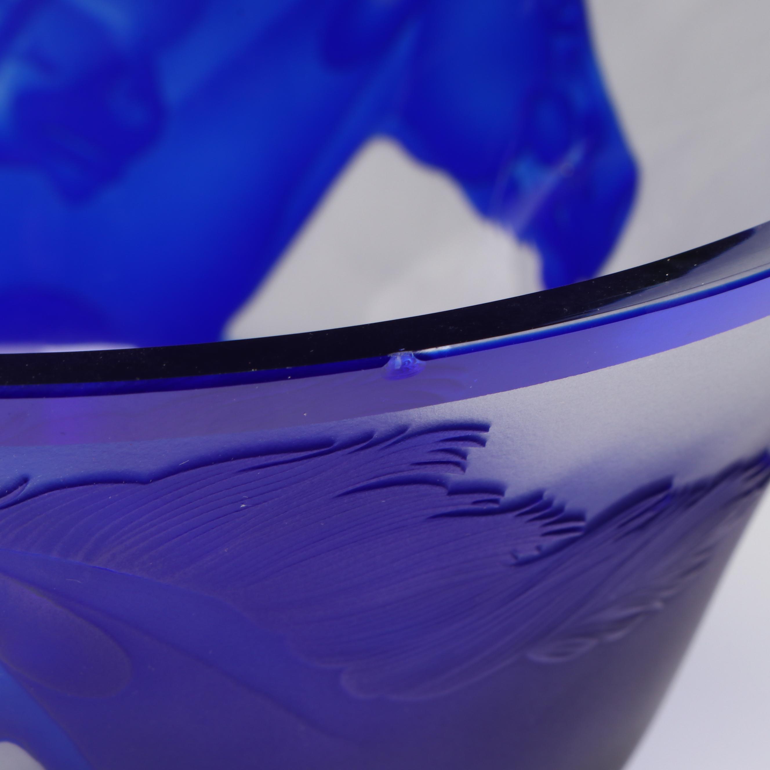 German LARA-Crystal Cameo Glass Racehorses Limited Edition Console Bowl