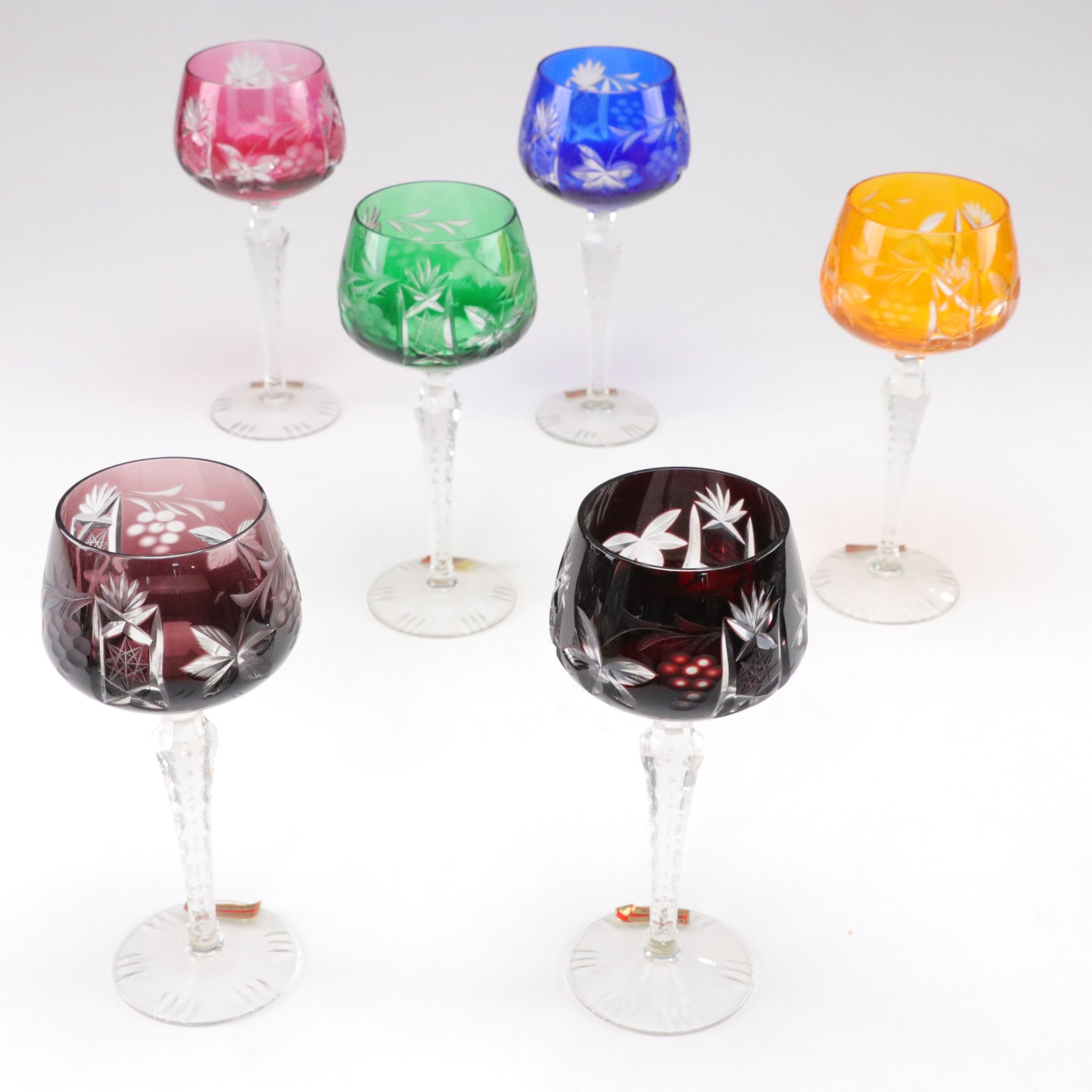 German Elisabeth Hutte Lead Crystal Cut-to-Clear Wine Glasses