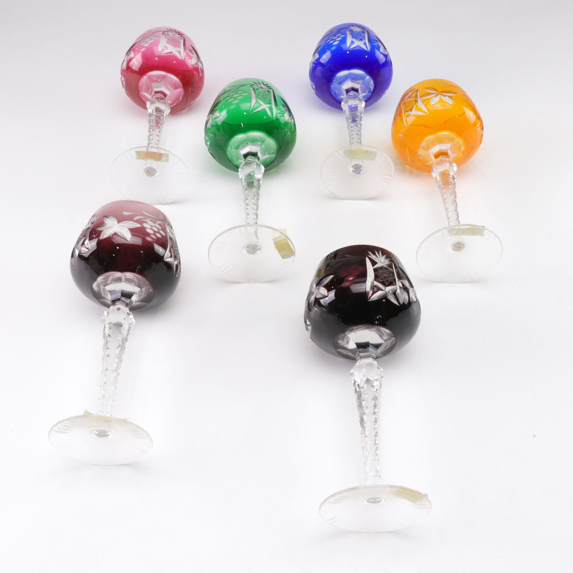 German Elisabeth Hutte Lead Crystal Cut-to-Clear Wine Glasses