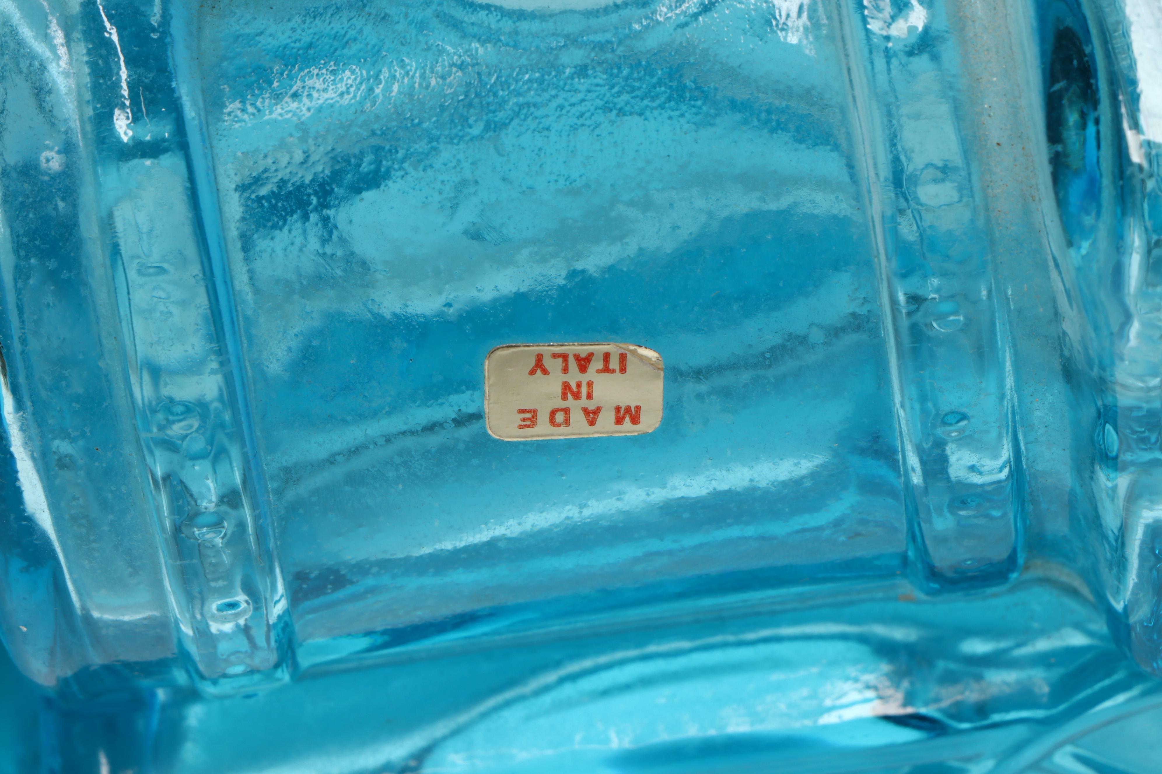 Italian Glass Train Engine Decanter with Blue Glass Jug, Mid to Late 20th C.