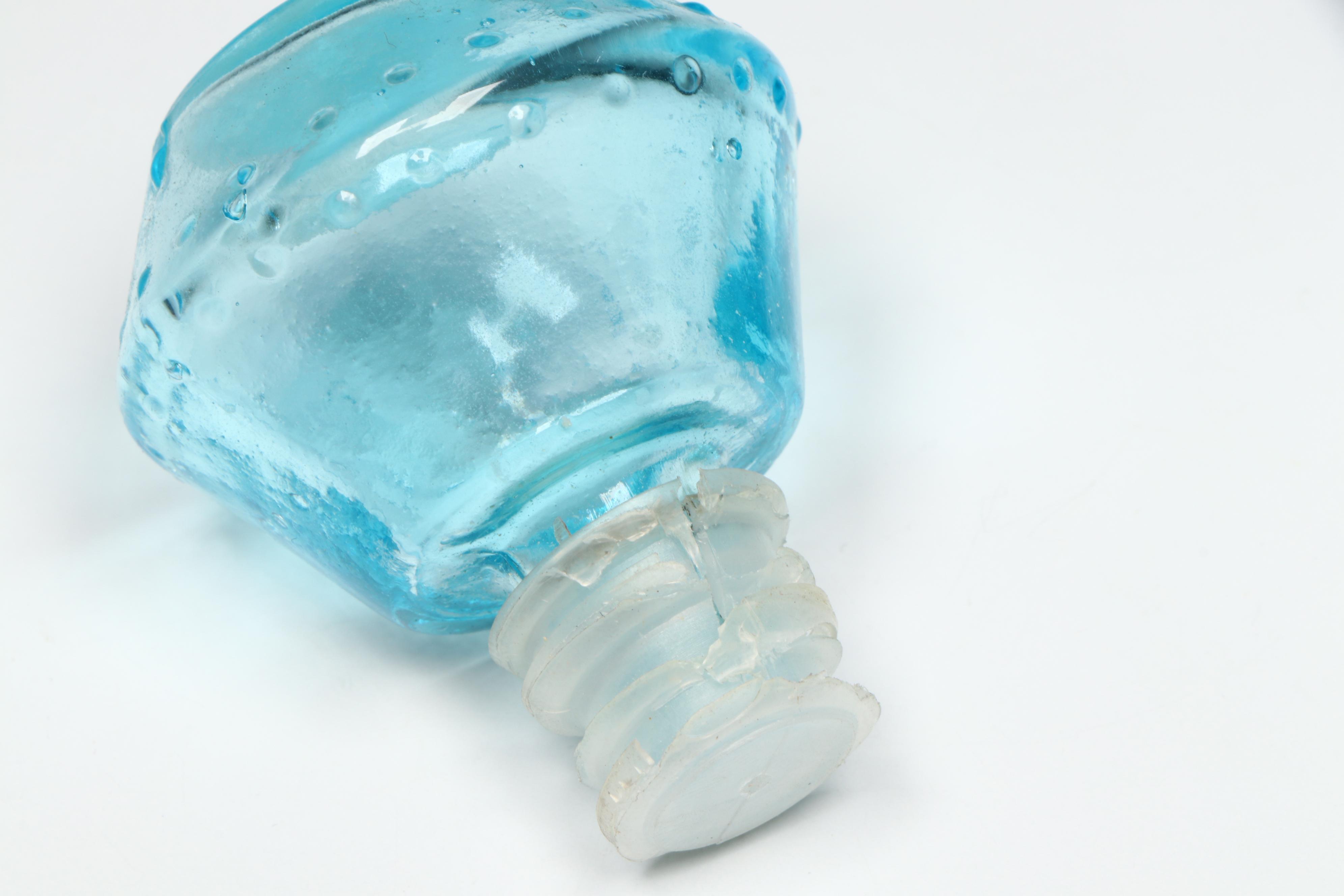 Italian Glass Train Engine Decanter with Blue Glass Jug, Mid to Late 20th C.