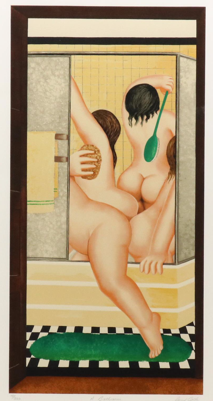 Beryl Cook Signed Serigraph "A Bathroom," 1987
