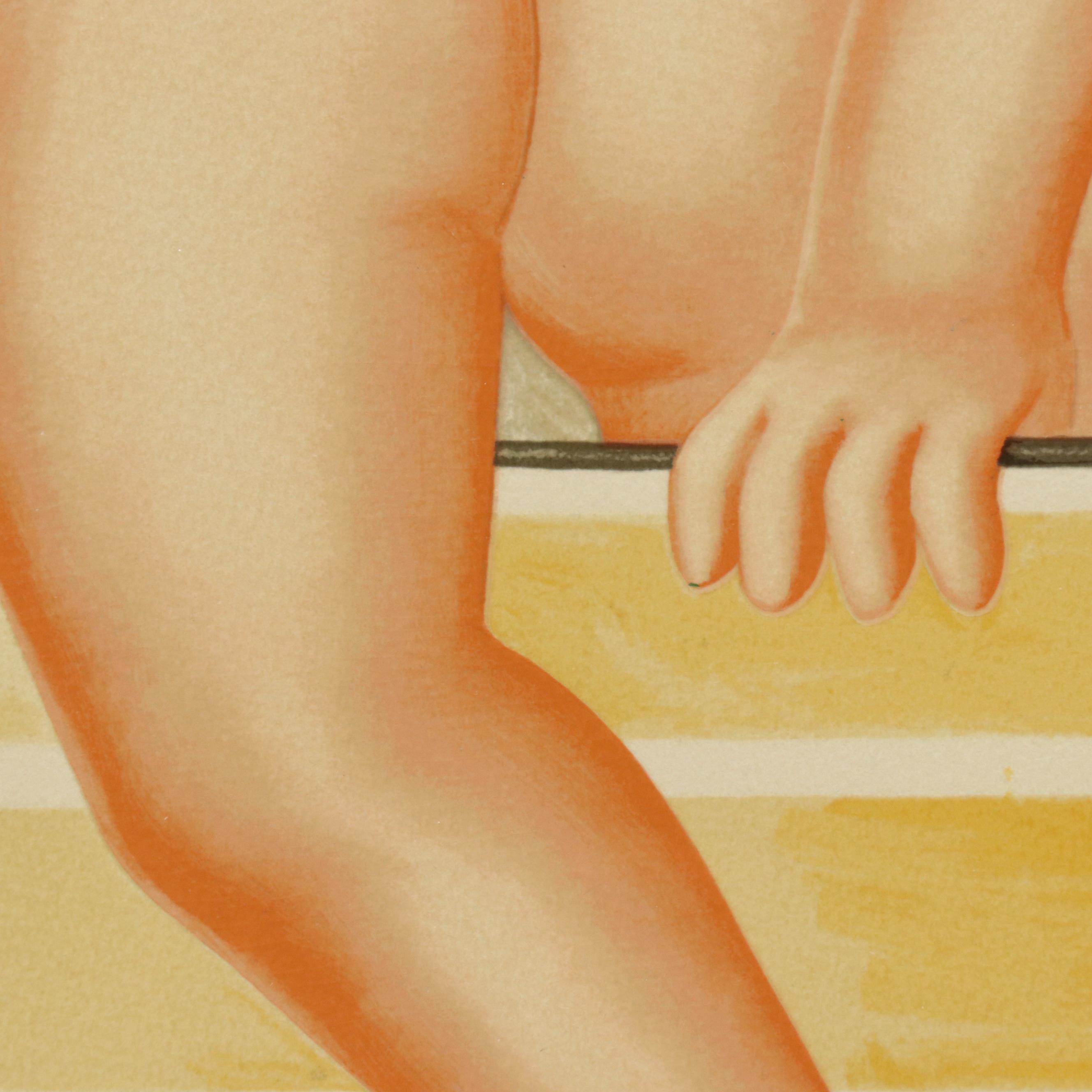 Beryl Cook Signed Serigraph "A Bathroom," 1987