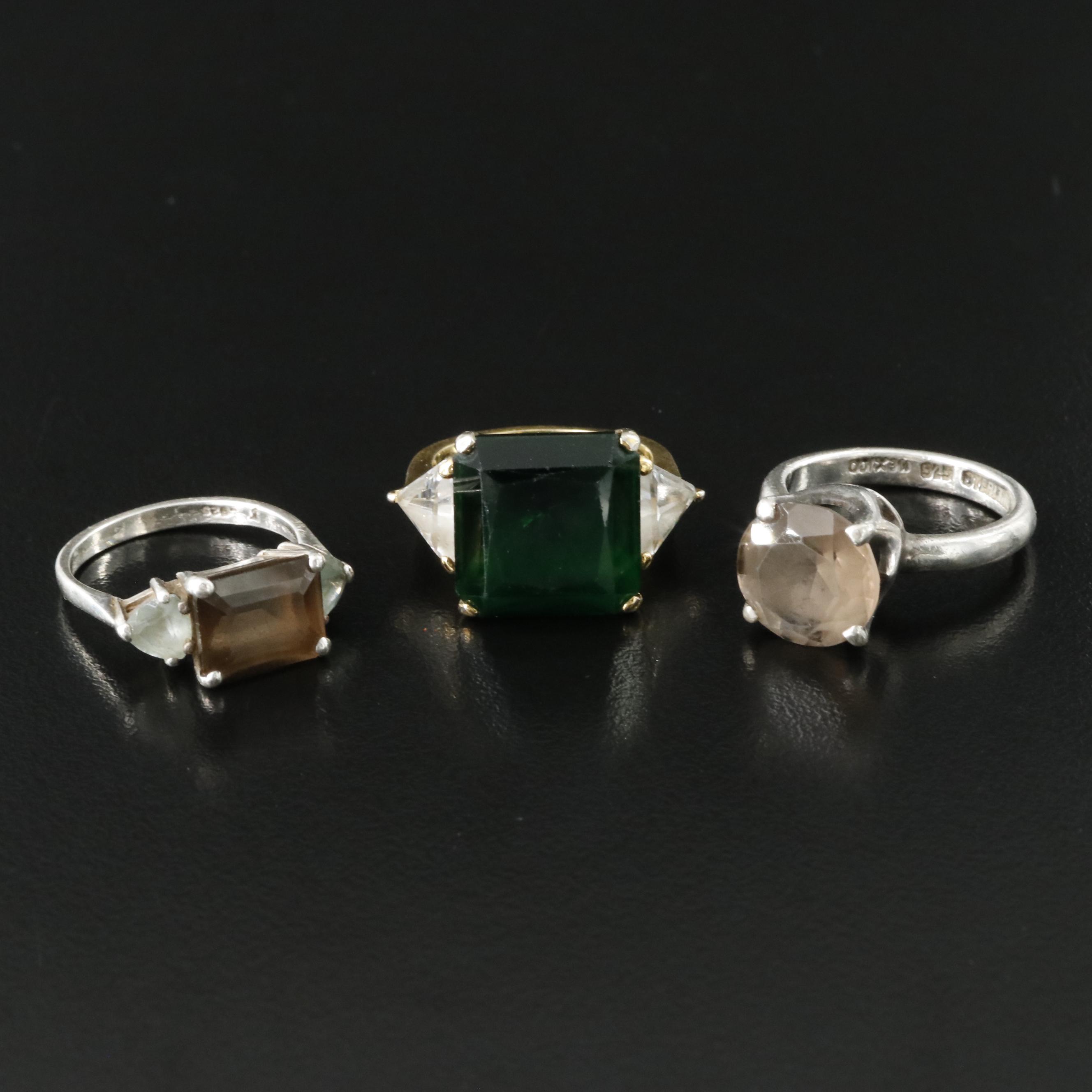 Sterling Ring Including Chalcedony and CZ