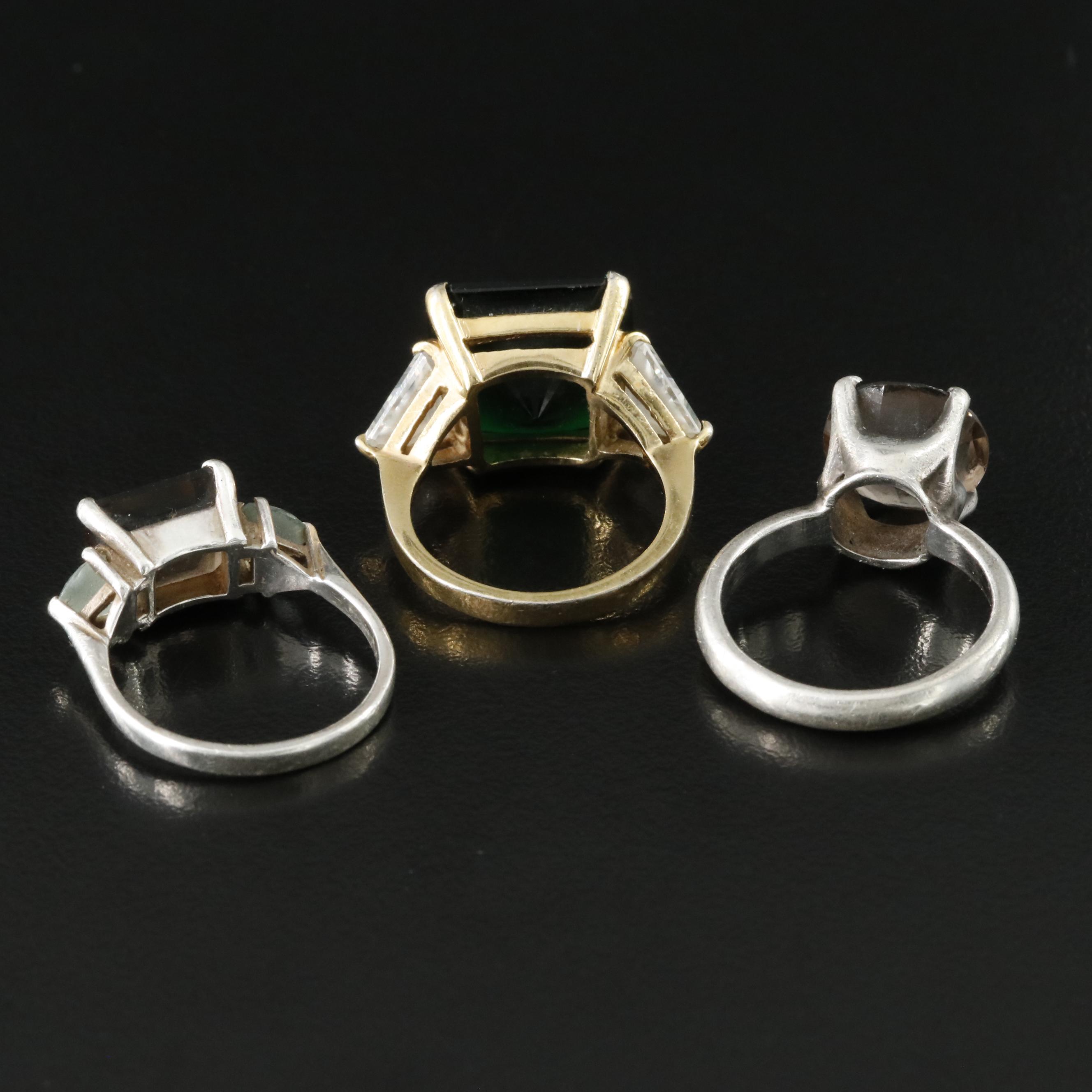 Sterling Ring Including Chalcedony and CZ