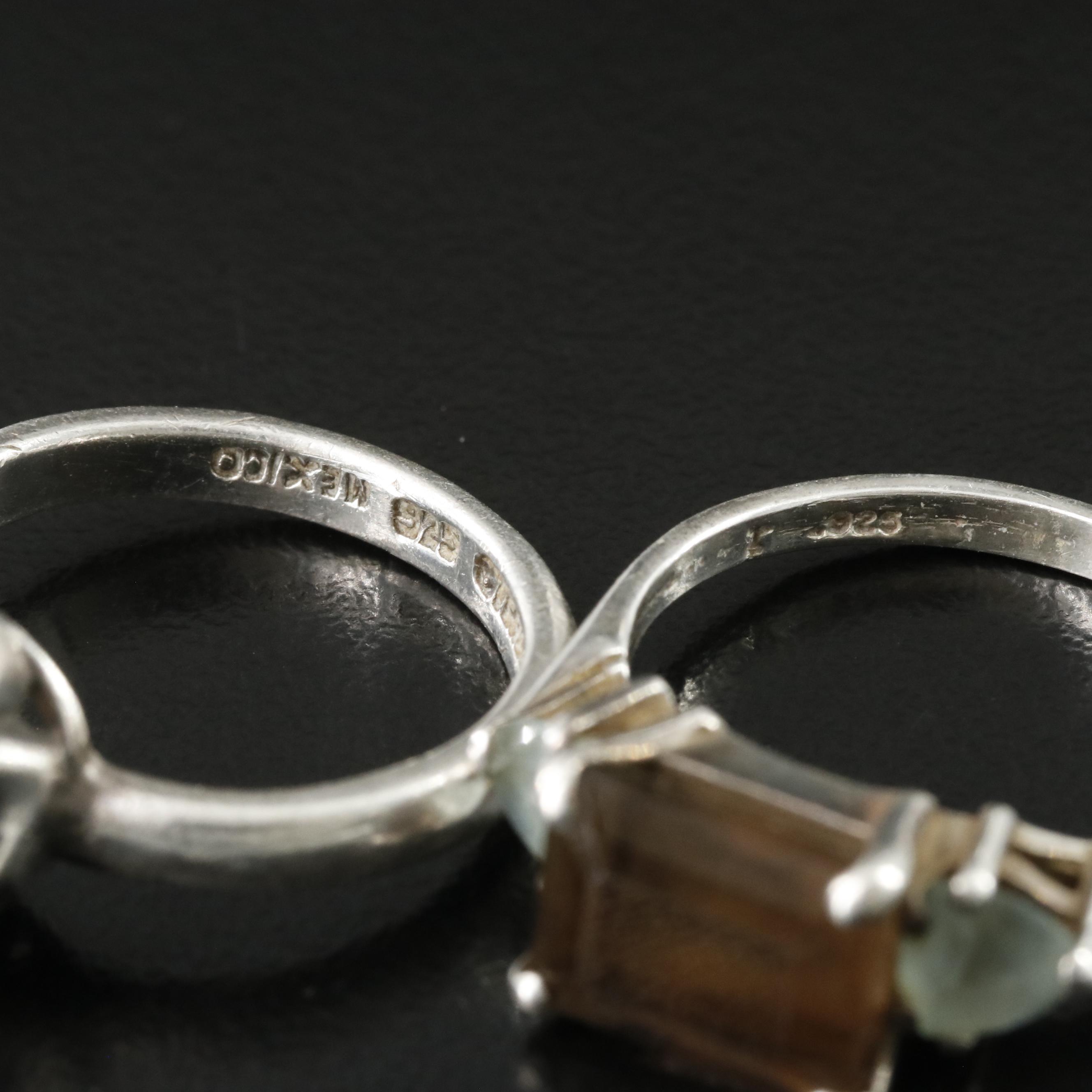 Sterling Ring Including Chalcedony and CZ