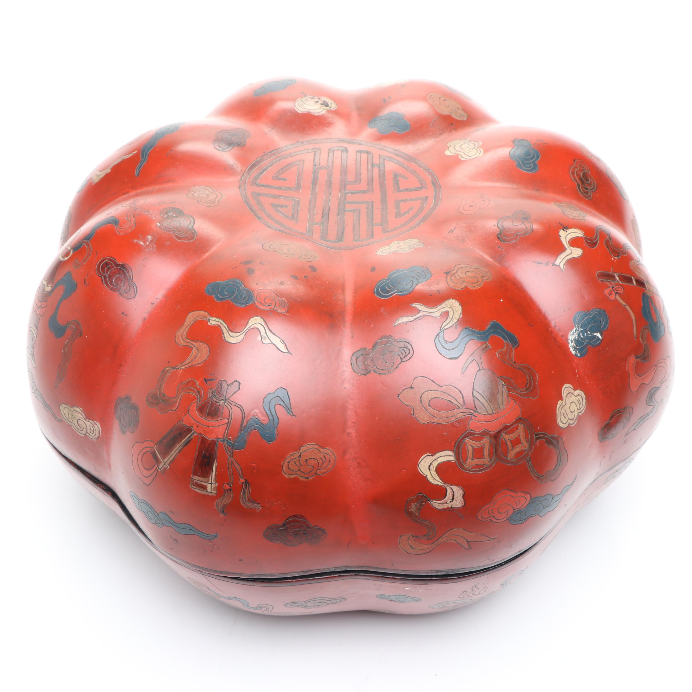 Chinese Red Finish Wood Wedding Box