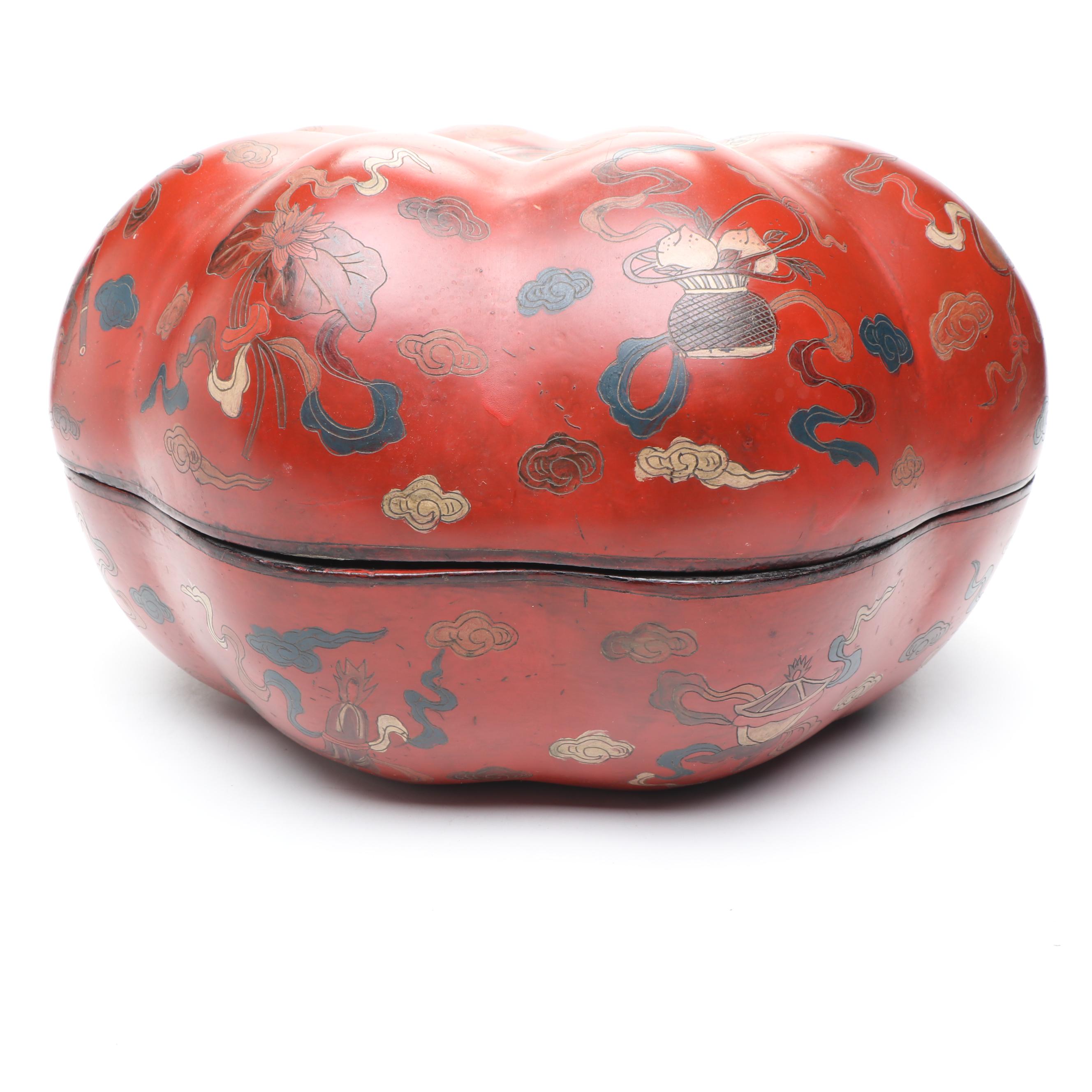 Chinese Red Finish Wood Wedding Box