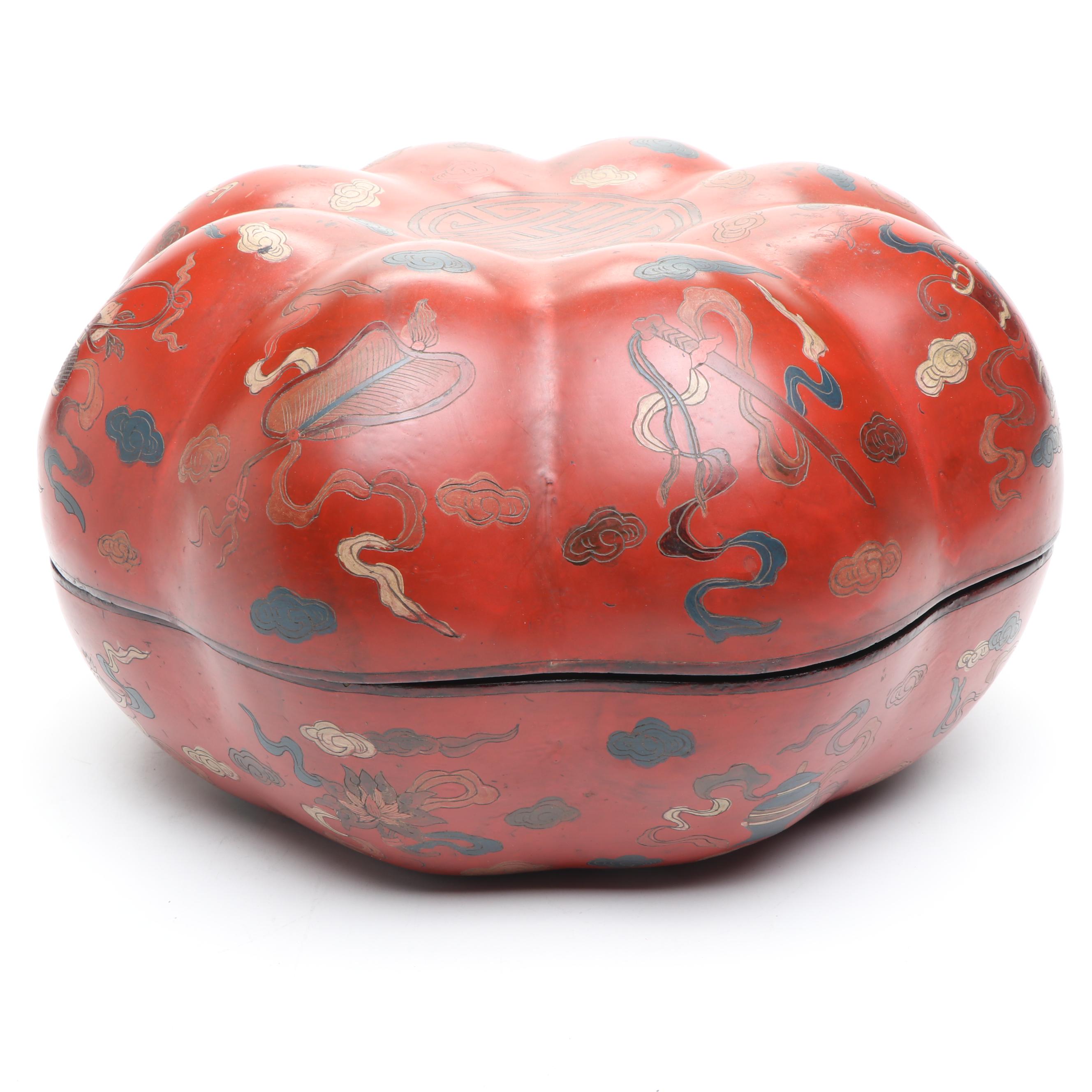 Chinese Red Finish Wood Wedding Box