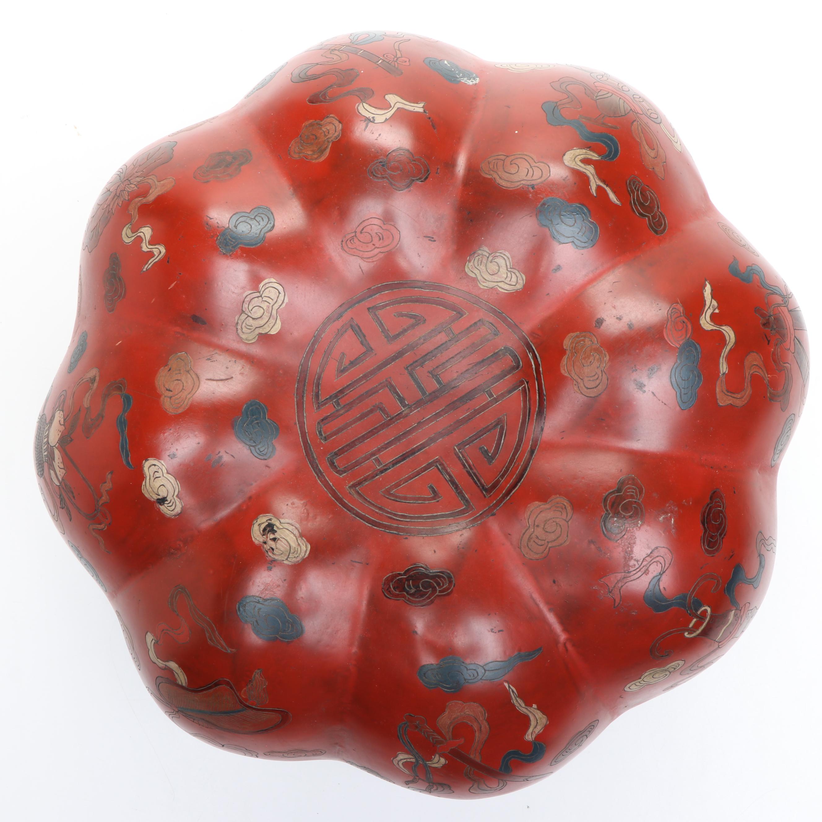 Chinese Red Finish Wood Wedding Box