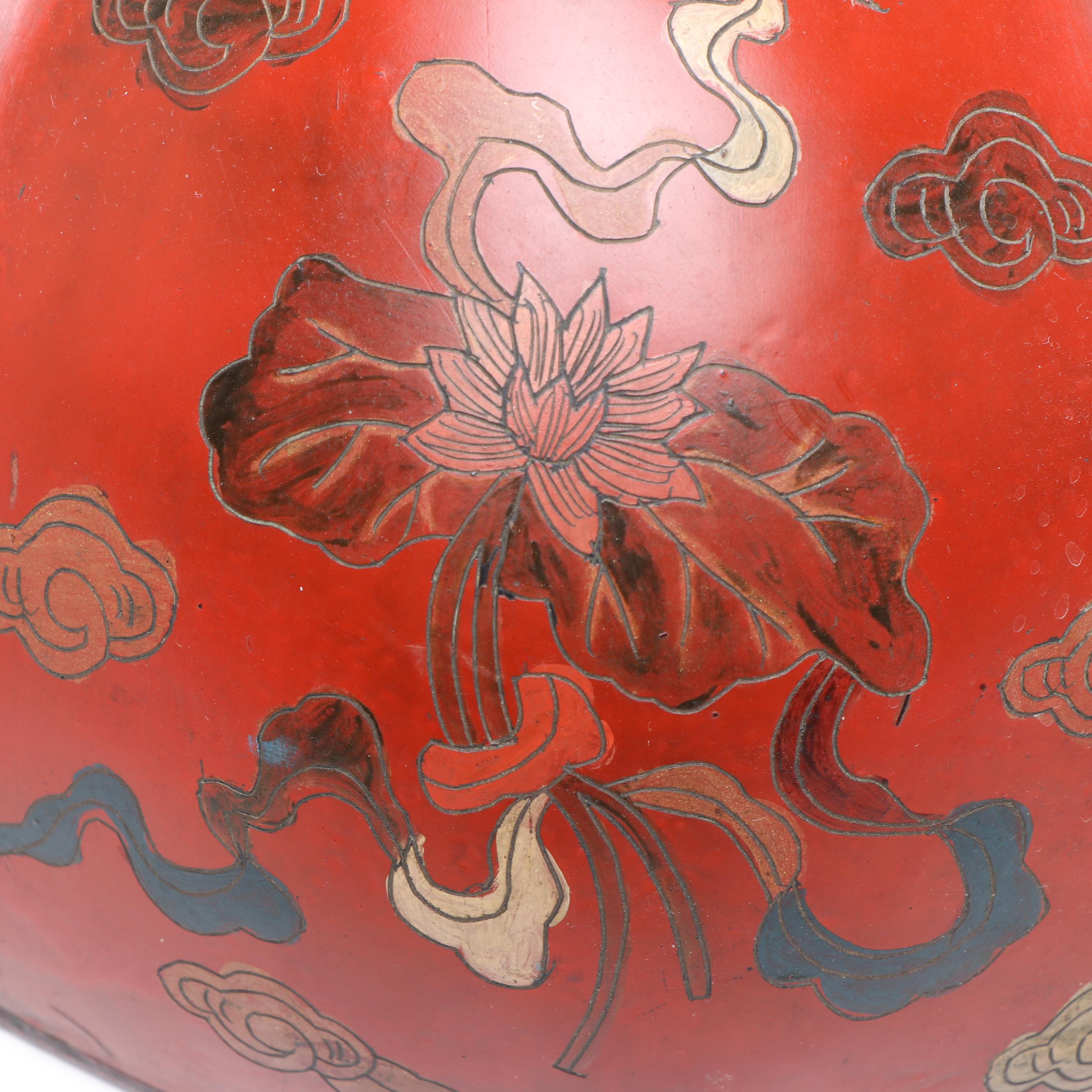 Chinese Red Finish Wood Wedding Box