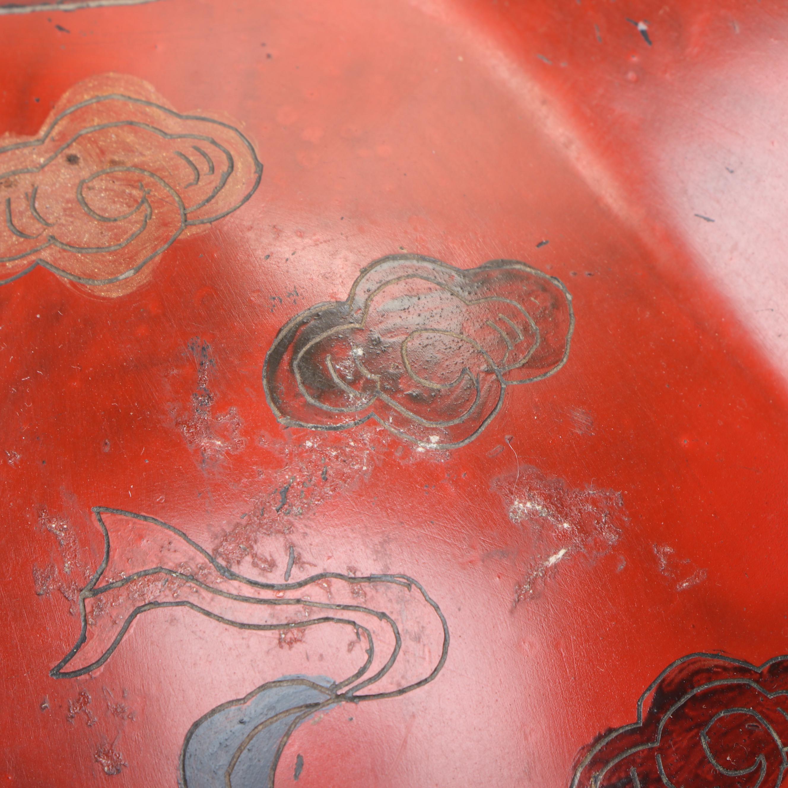 Chinese Red Finish Wood Wedding Box