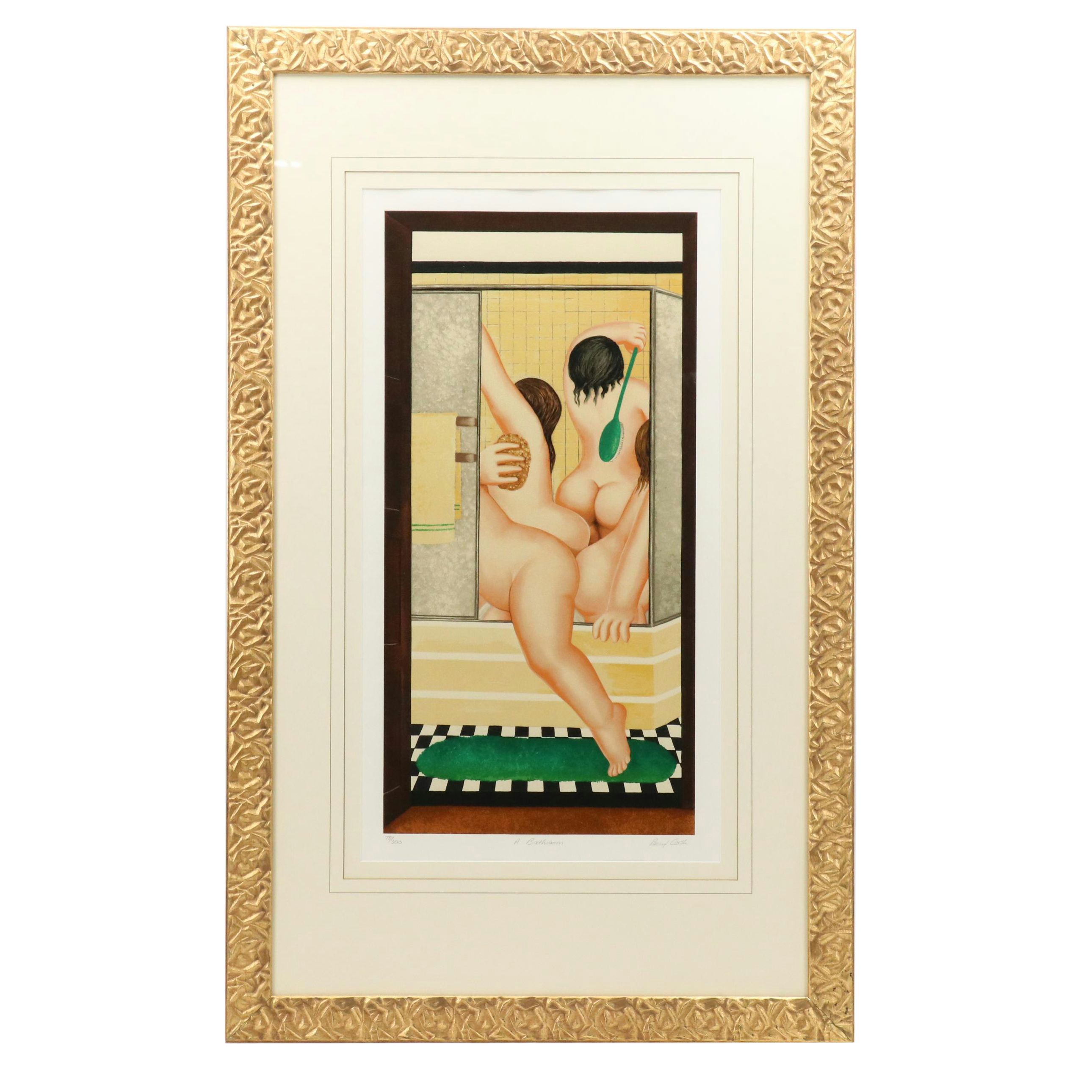 Beryl Cook Signed Serigraph "A Bathroom," 1987