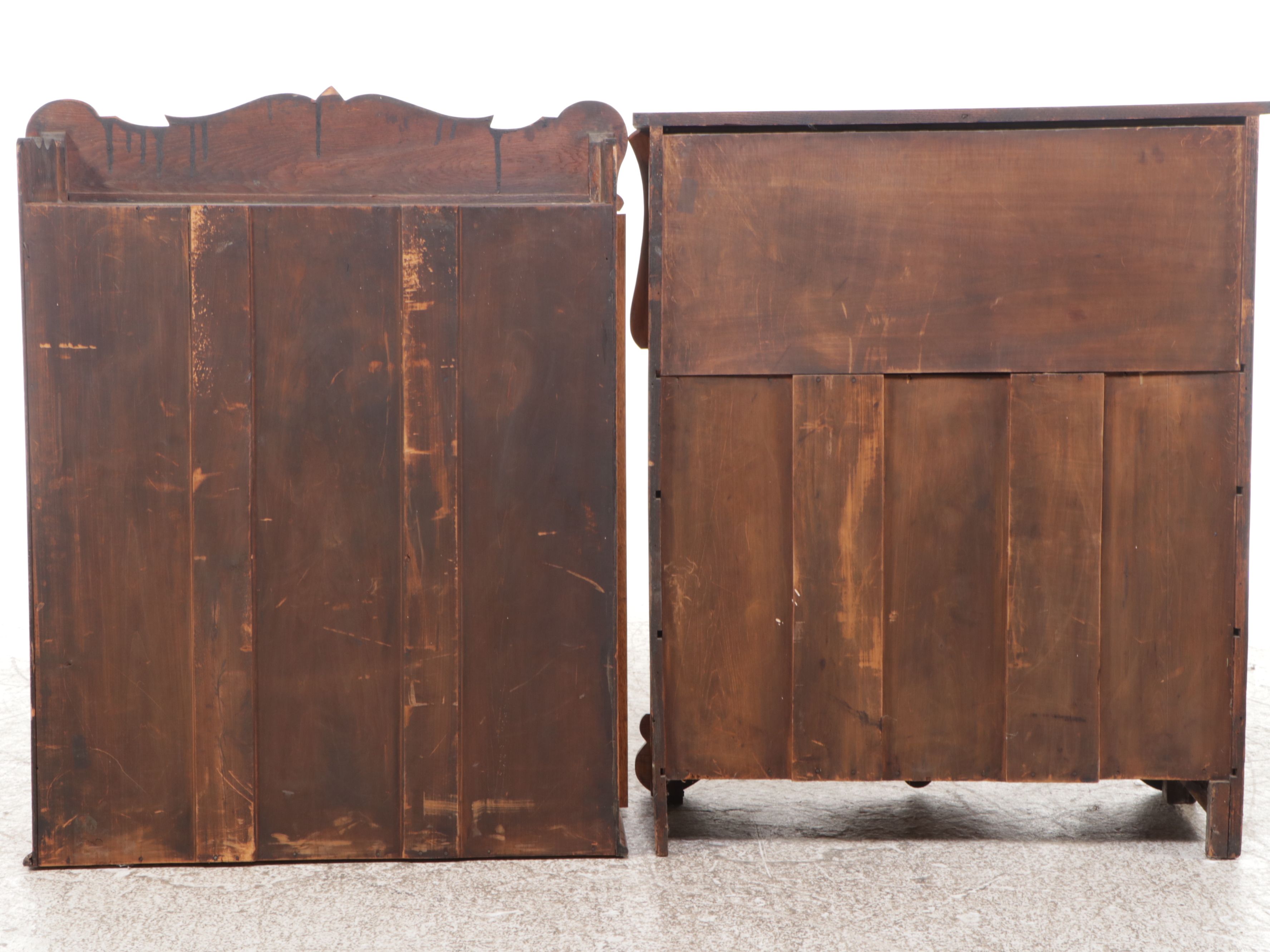 Late Victorian Oak Drop-Front Desk with Hutch, Early 20th Century