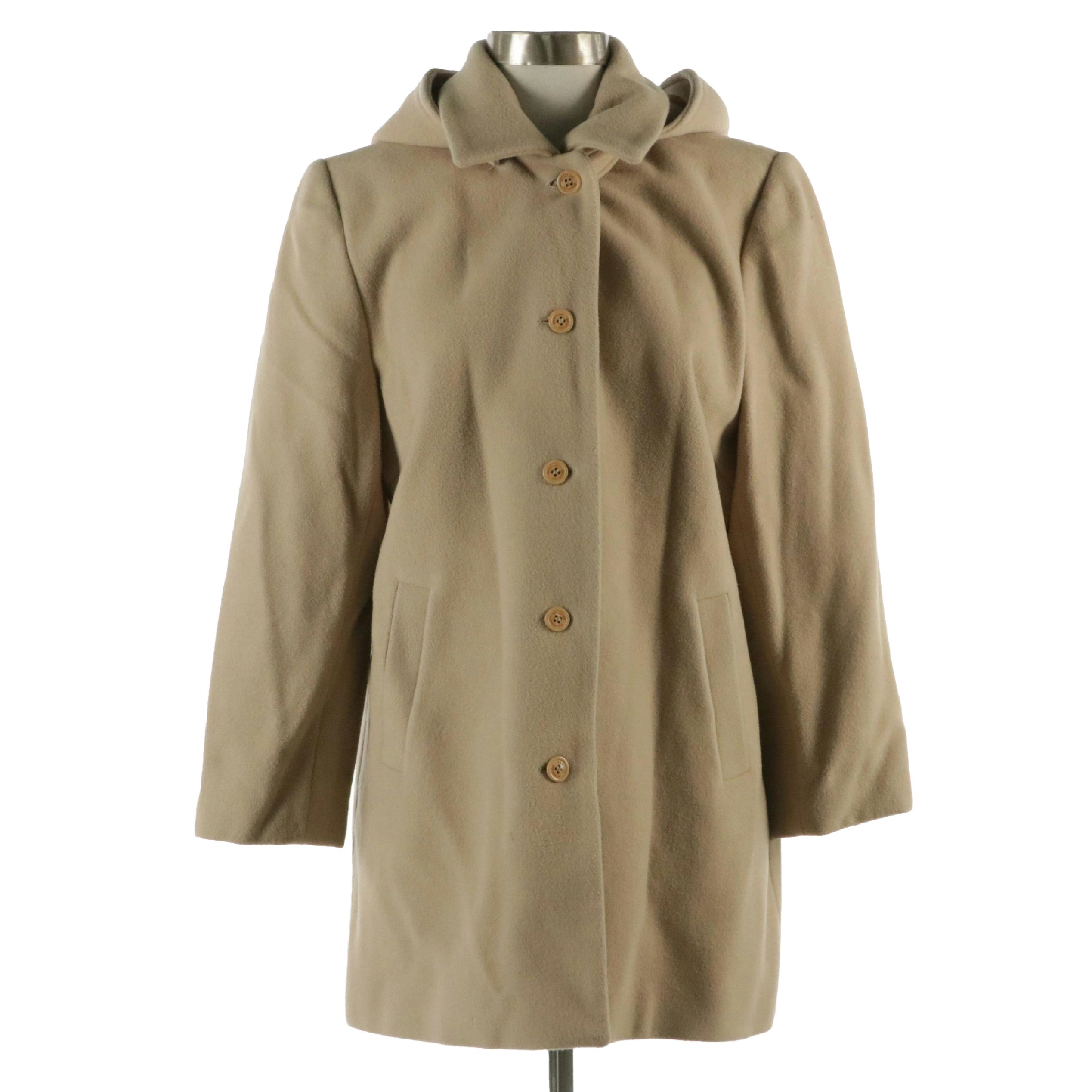 Reaction Kenneth Cole Beige Wool Hooded Button-Front Jacket