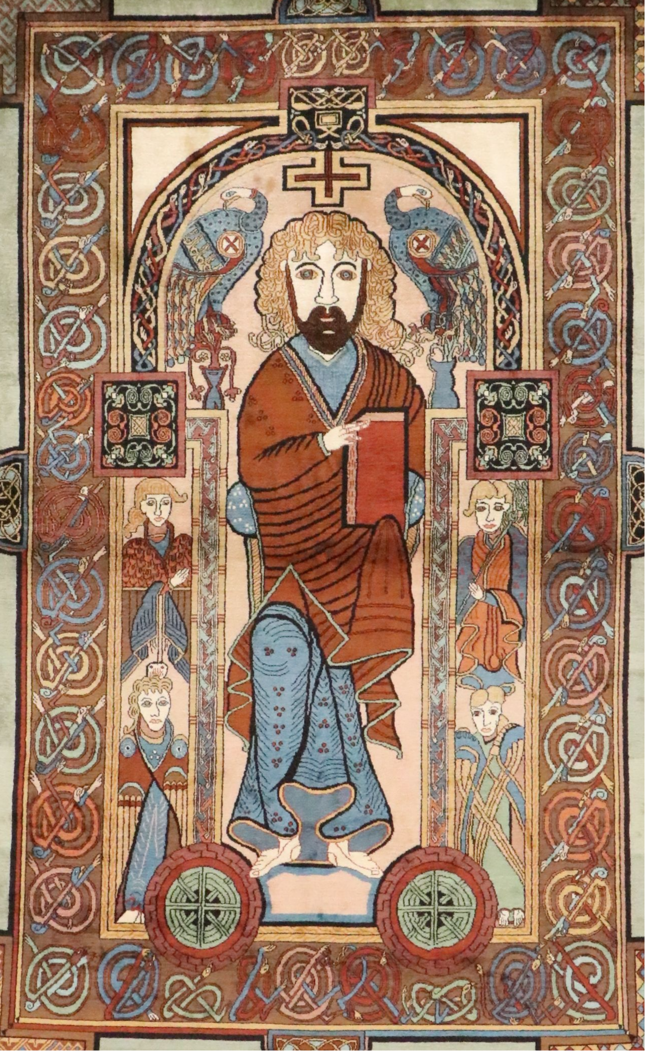 4'1 x 6'8 Hand-Knotted Persian Pictorial Wool and Silk Blend Area Rug