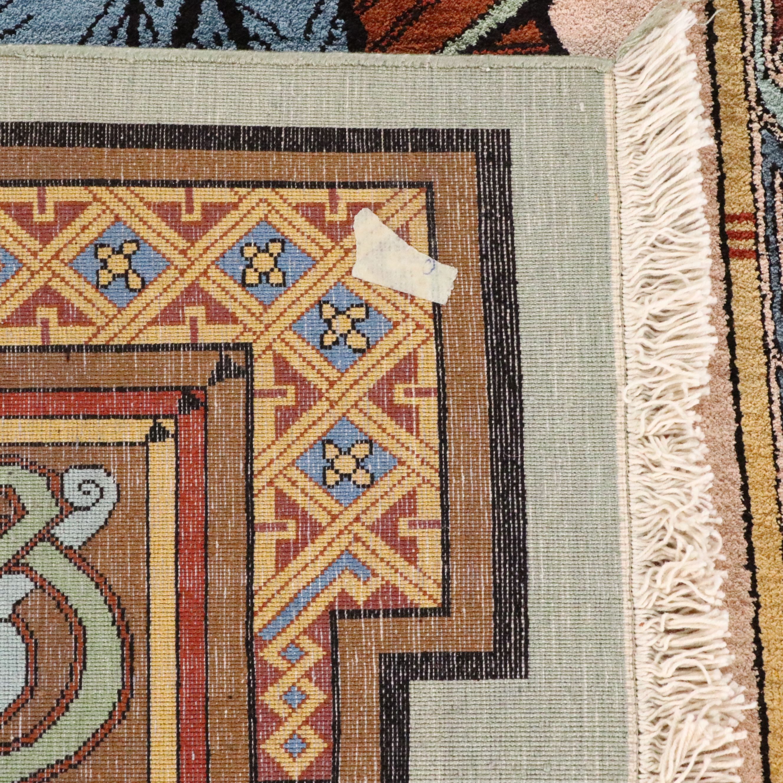 4'1 x 6'8 Hand-Knotted Persian Pictorial Wool and Silk Blend Area Rug