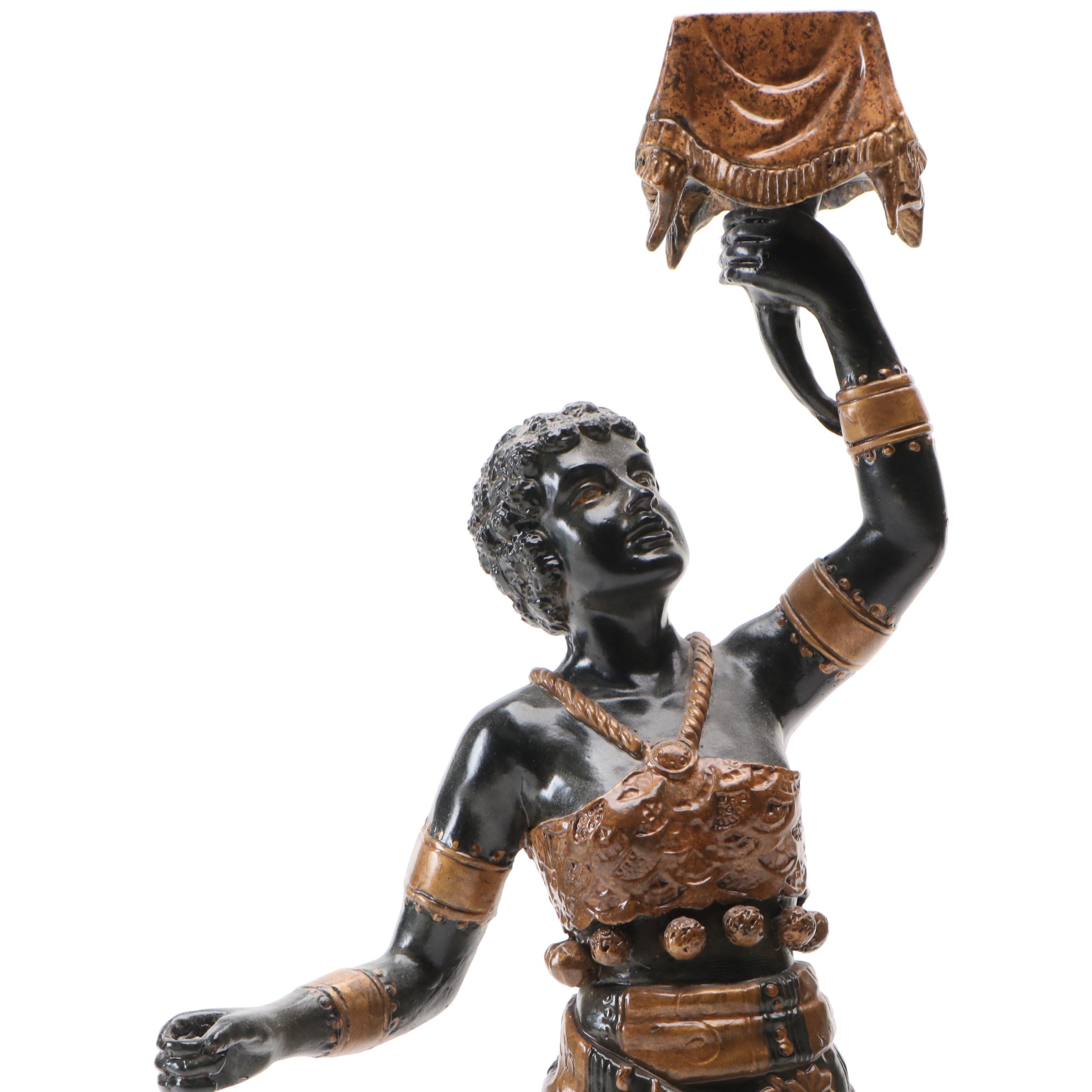 Venetian Style Blackamoor Footed Candlesticks