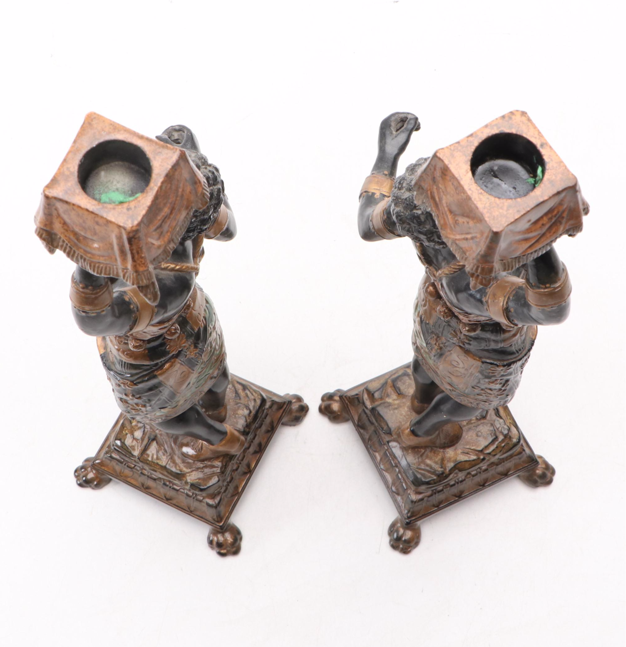 Venetian Style Blackamoor Footed Candlesticks