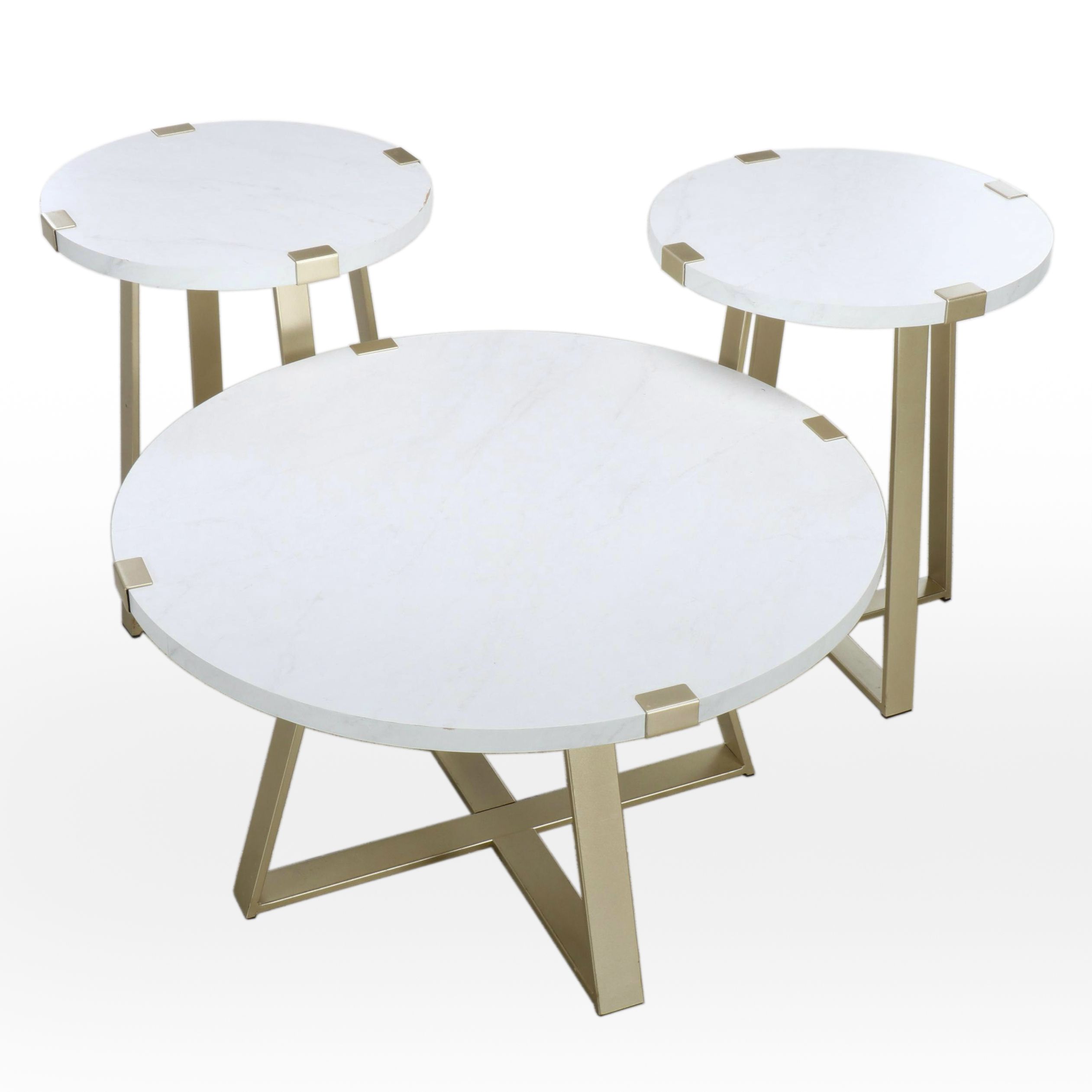 Walker Edison Faux Marble Side and Coffee Tables