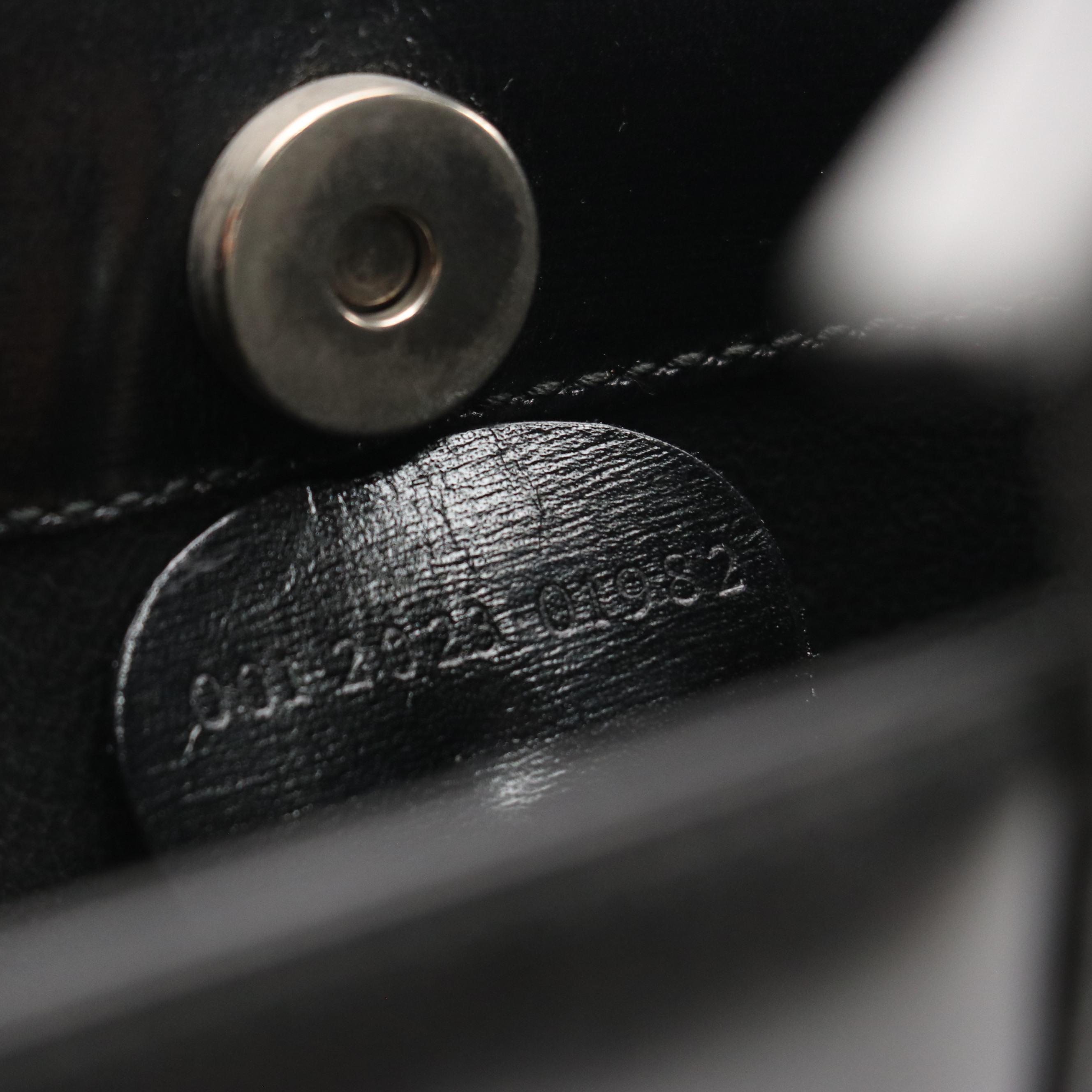 Gucci Flat Buckle Strap Handbag in Black Calfskin Leather