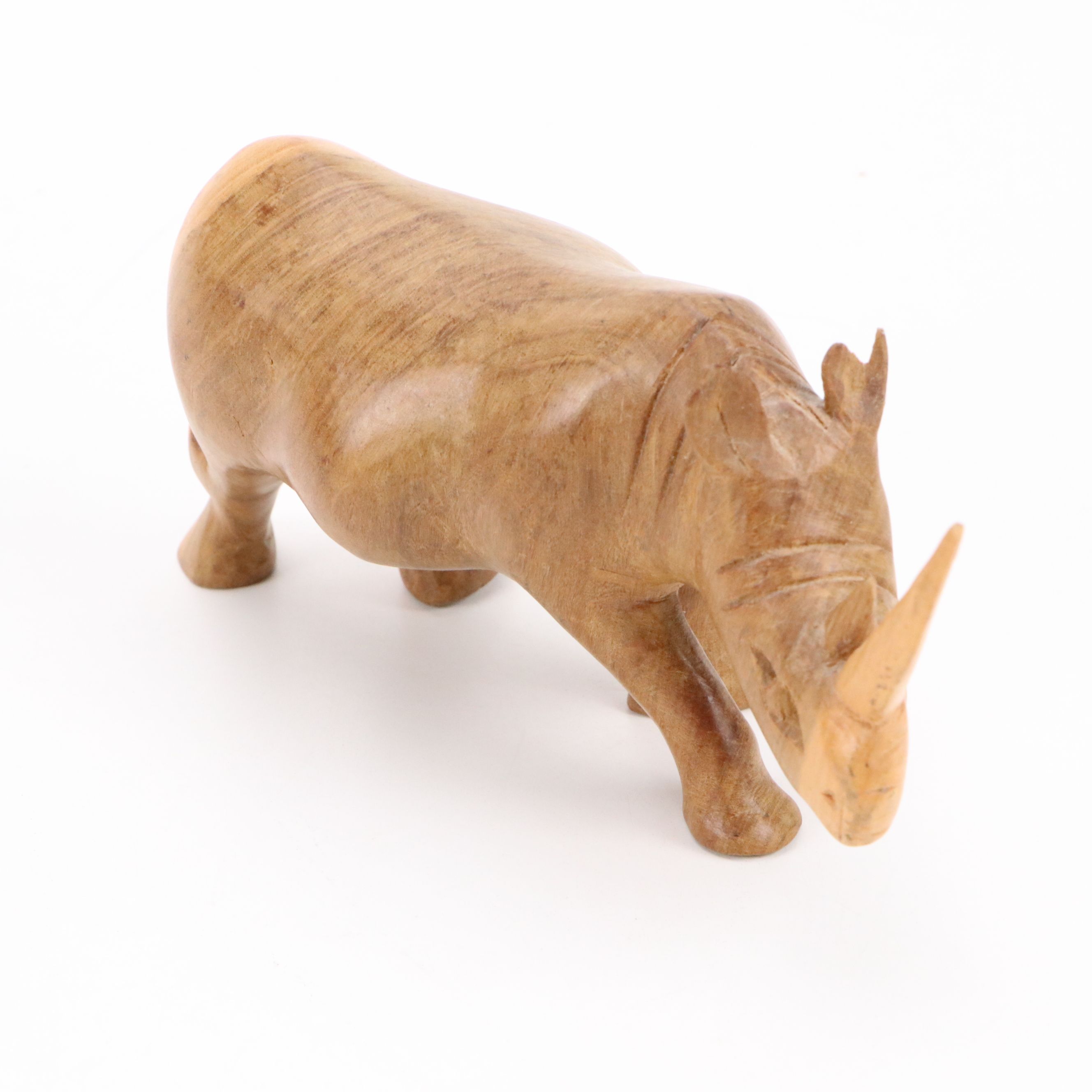 Wrapped Leather Camel and Carved Wood African Wildlife