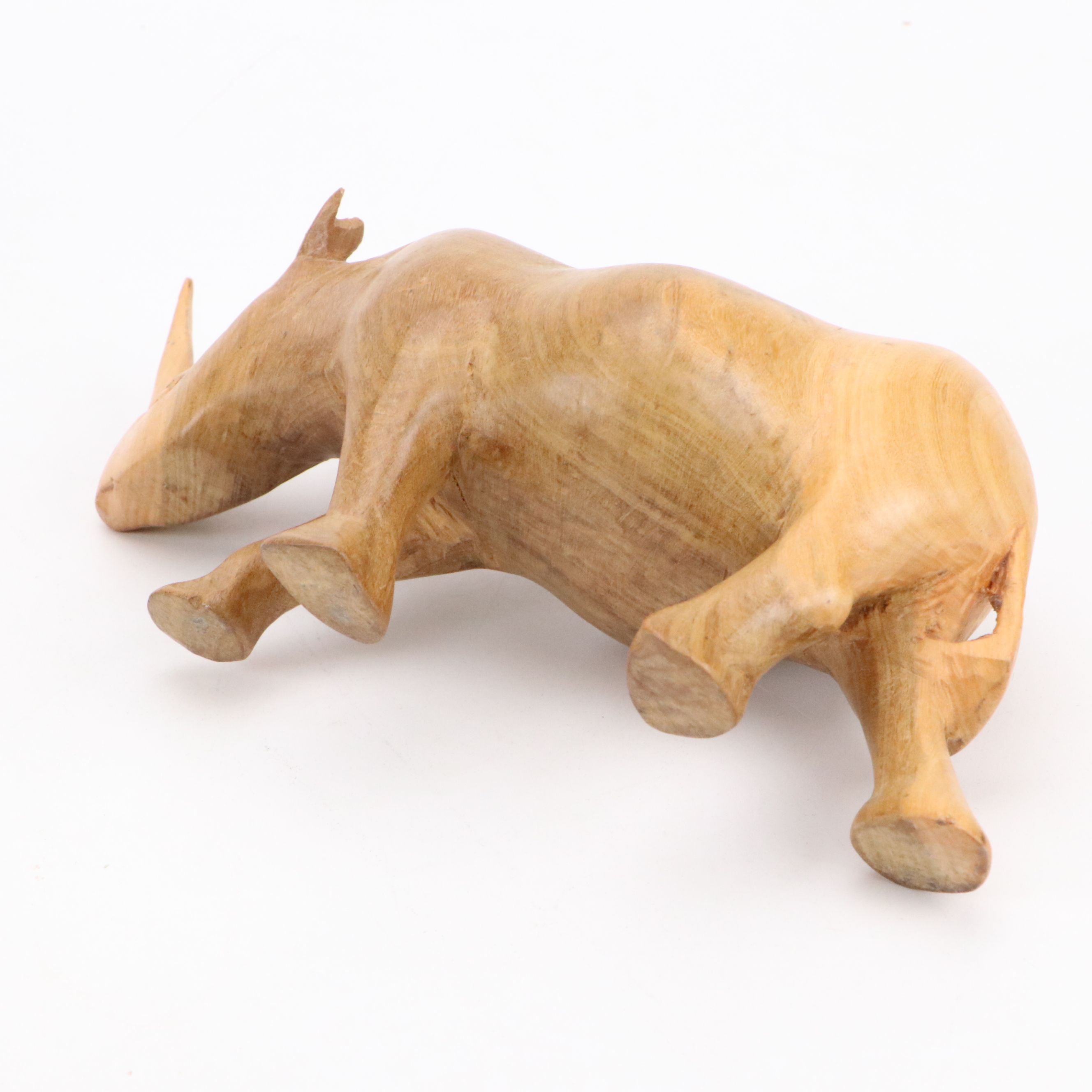 Wrapped Leather Camel and Carved Wood African Wildlife