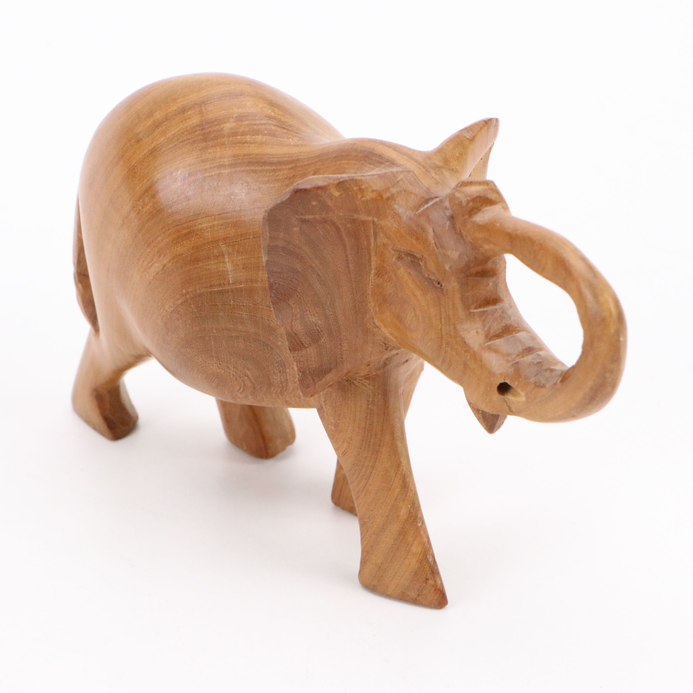 Wrapped Leather Camel and Carved Wood African Wildlife