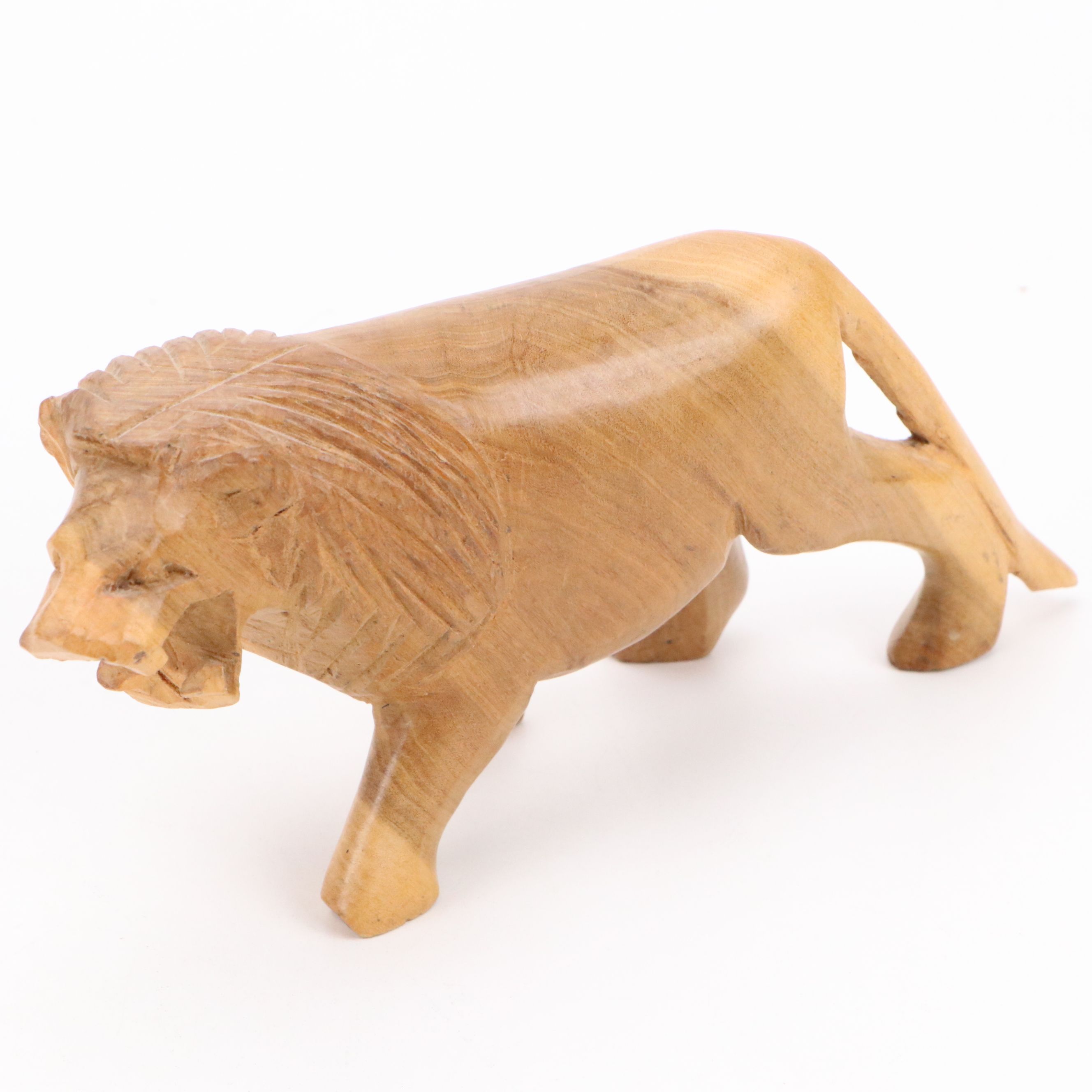 Wrapped Leather Camel and Carved Wood African Wildlife