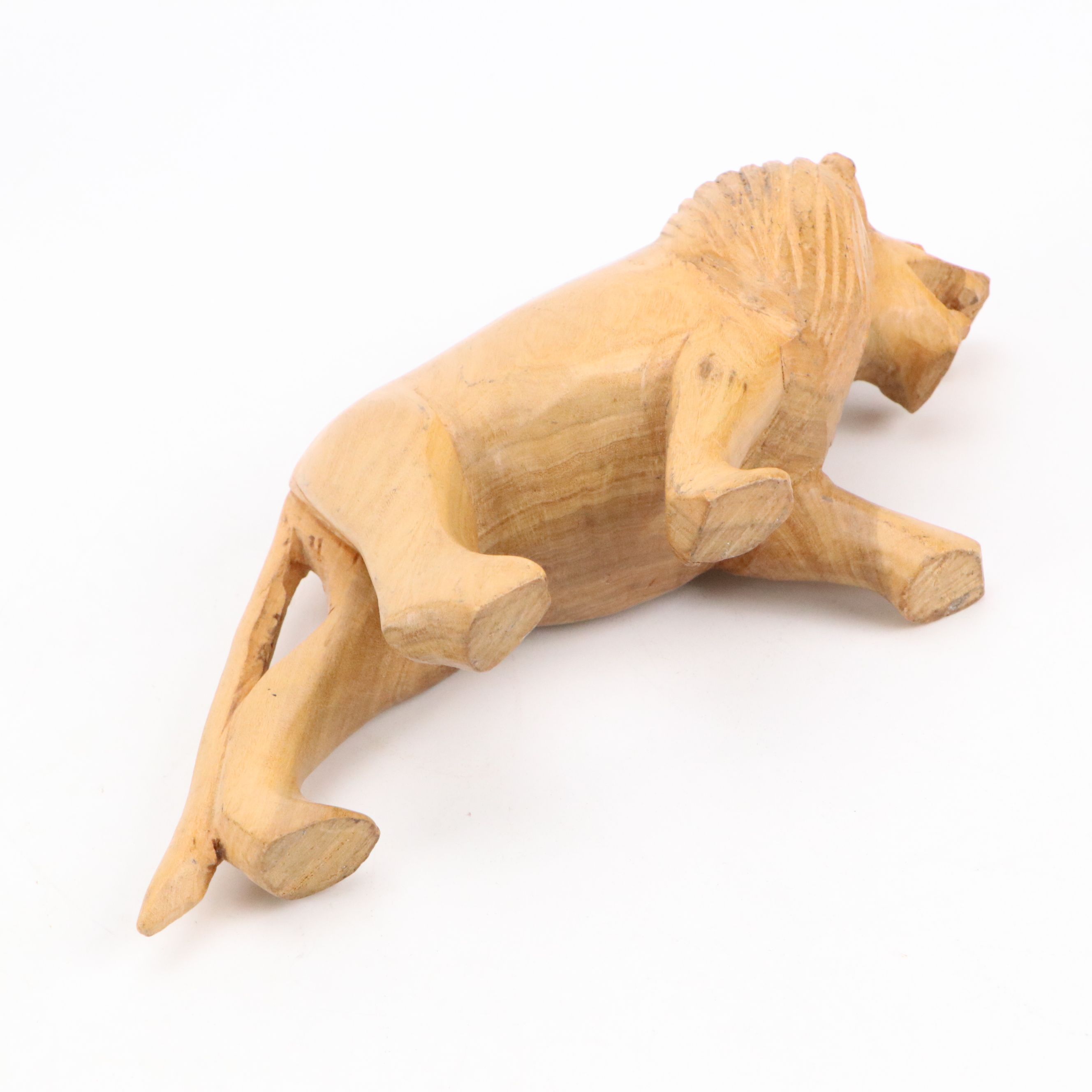 Wrapped Leather Camel and Carved Wood African Wildlife