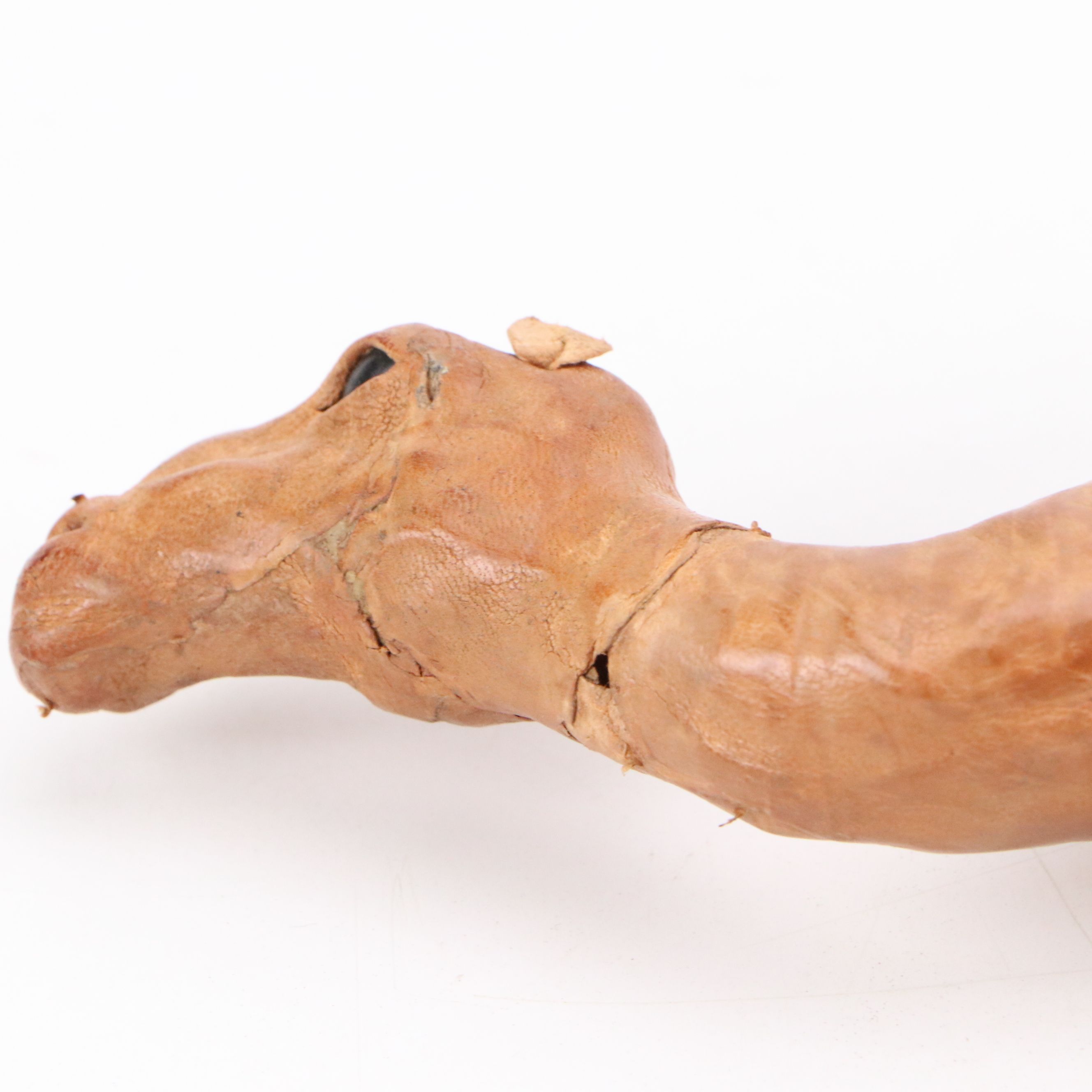 Wrapped Leather Camel and Carved Wood African Wildlife