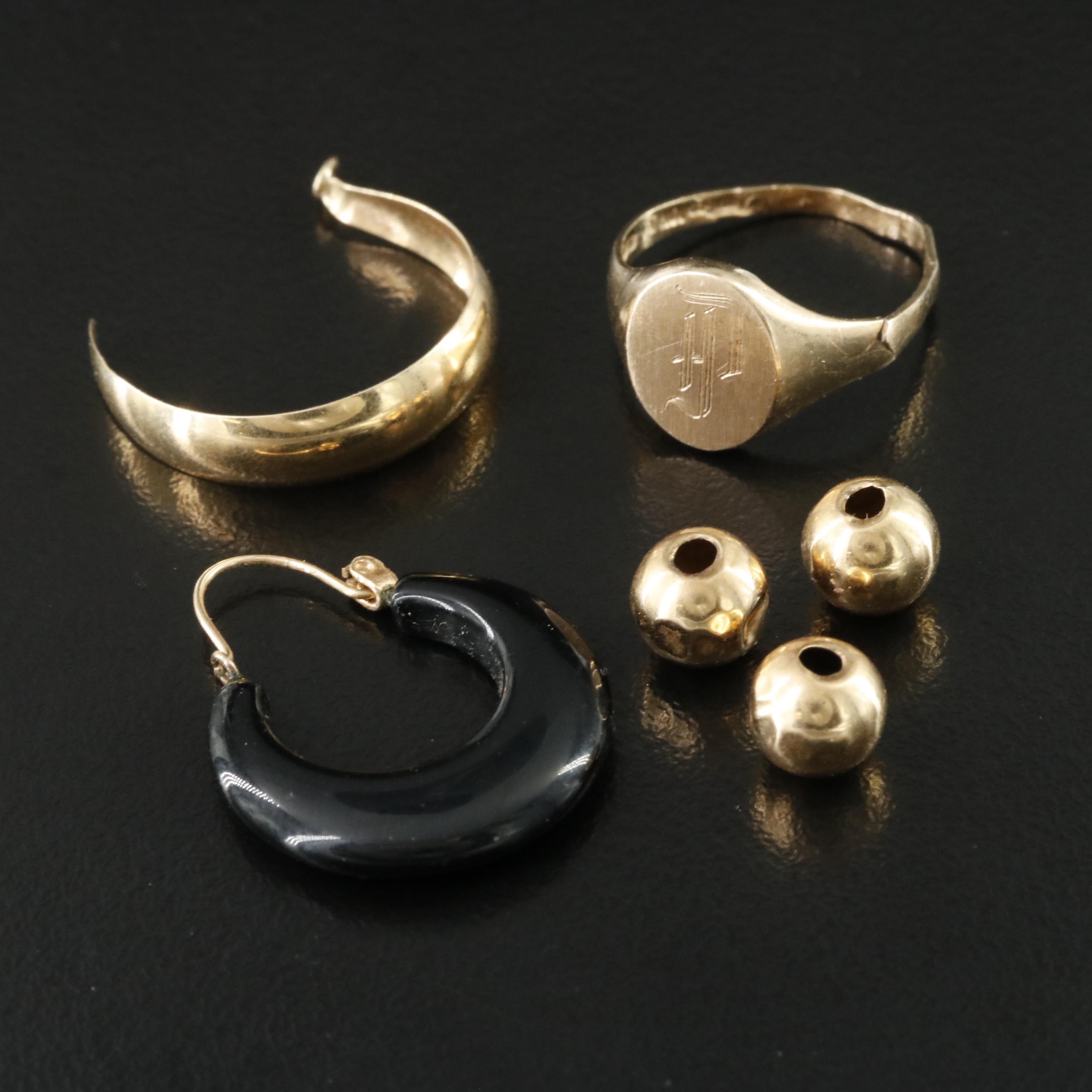 Scrap 14K and 10K Jewelry with Imitation Black Onyx